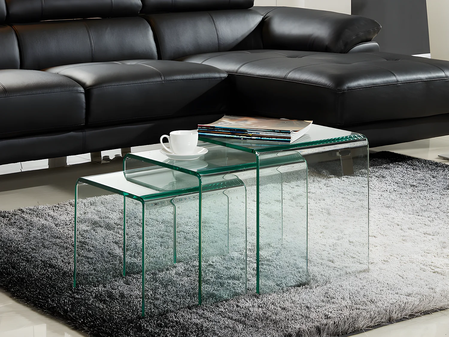 Tables basses gigognes MINKA - Verre courbé