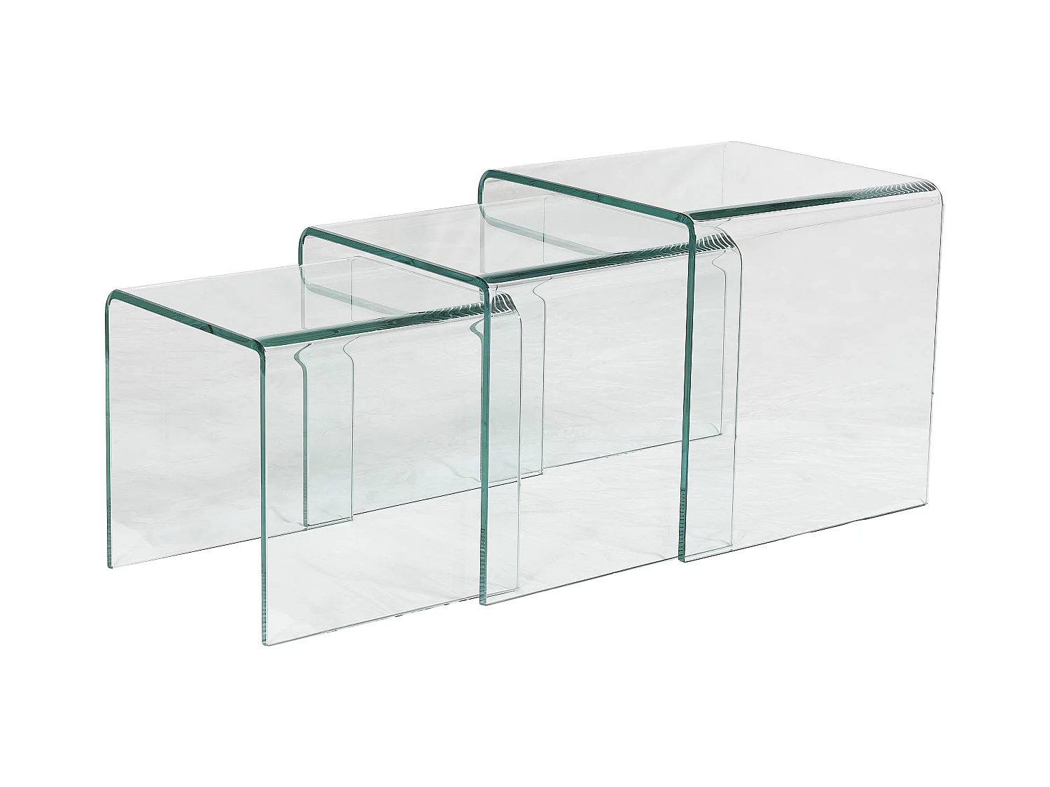 Set van 3 inschuifbare bijzettafels MINKA - glas