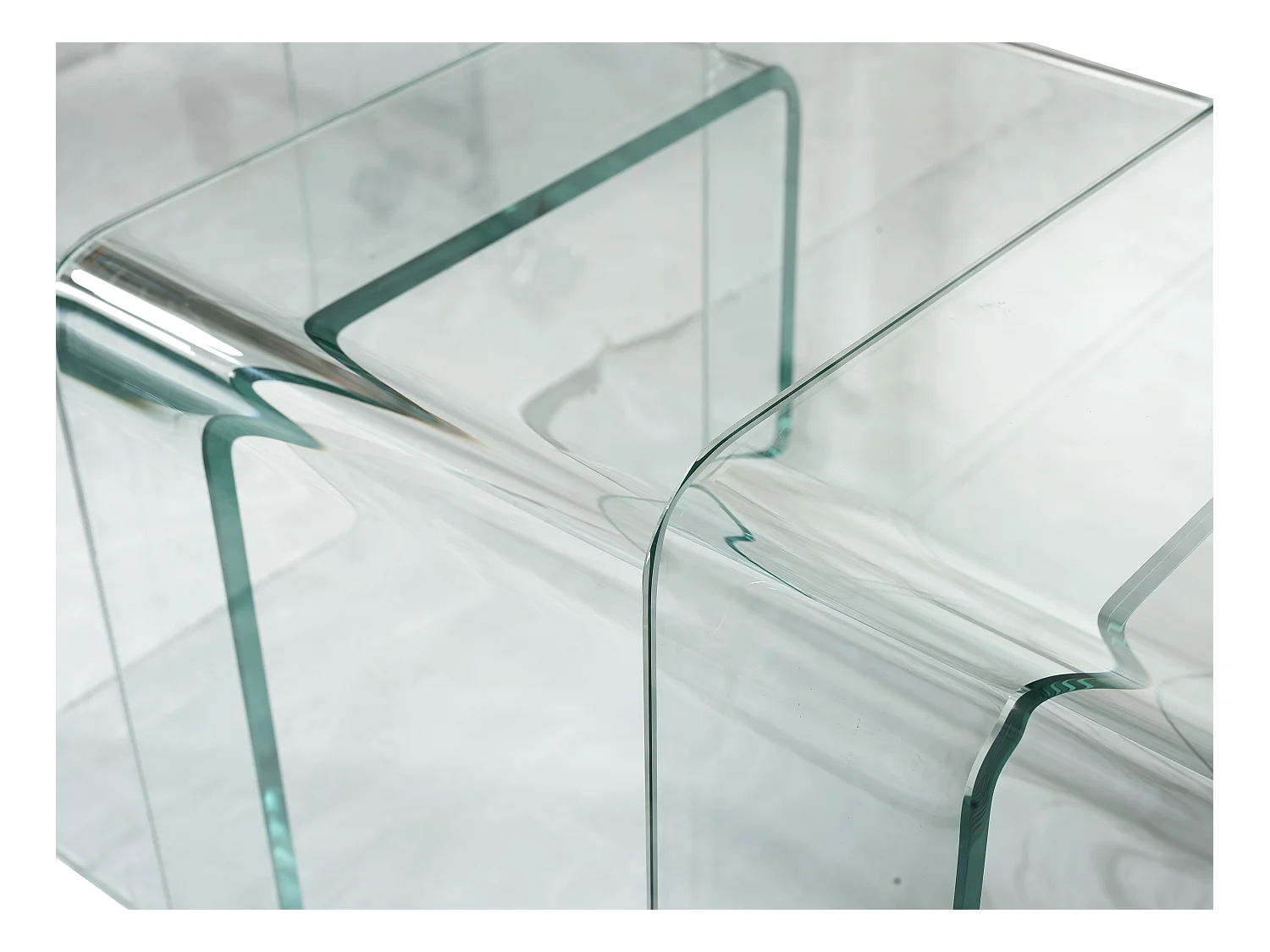 Set van 3 inschuifbare bijzettafels MINKA - glas