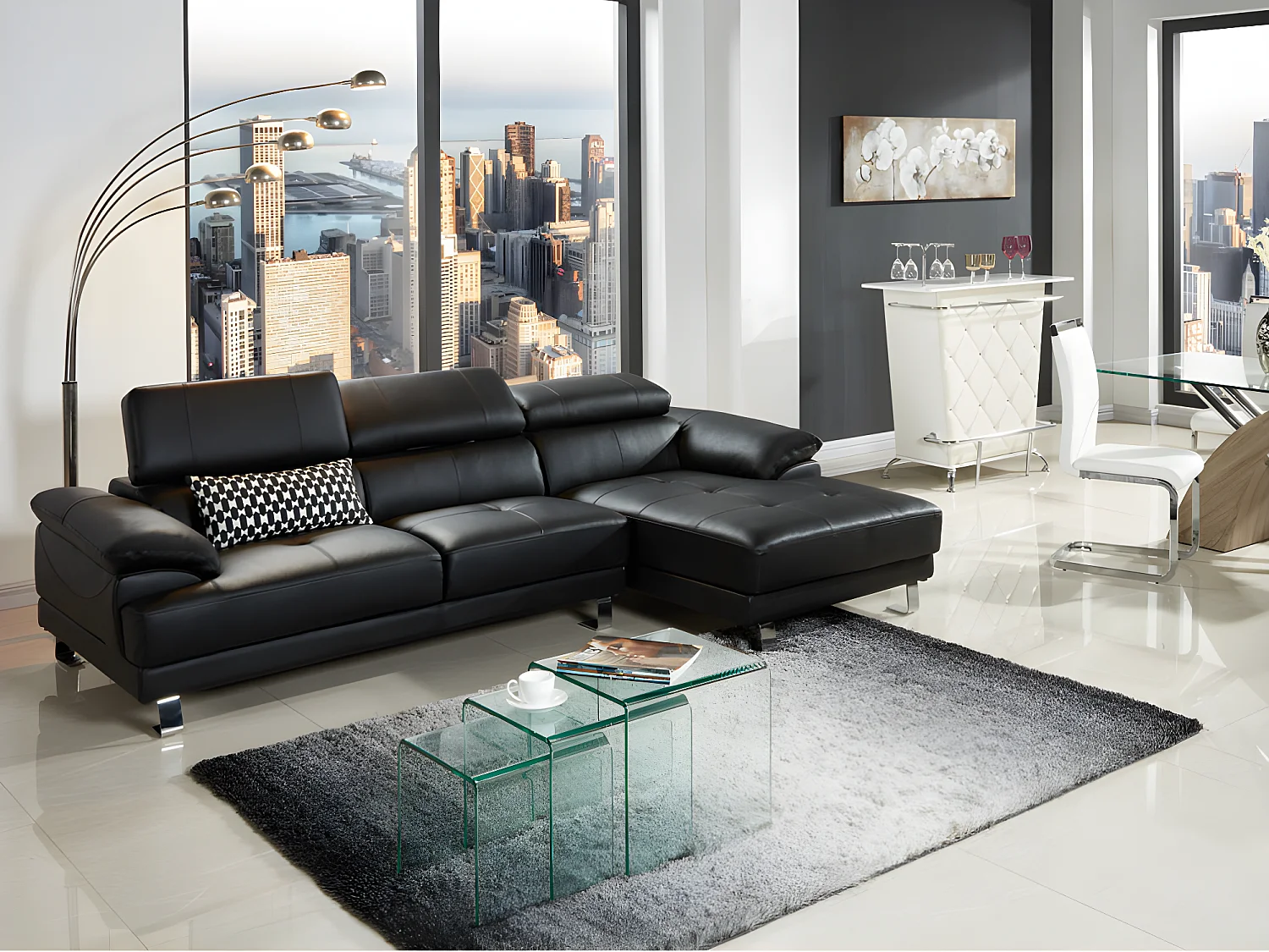 Set van 3 inschuifbare bijzettafels MINKA - glas