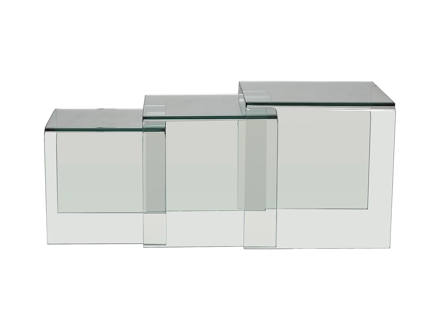 Set van 3 inschuifbare bijzettafels MINKA - glas