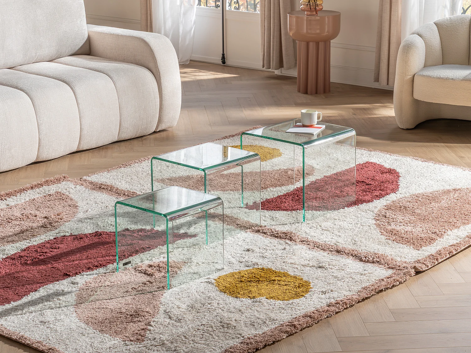Satsbord MINKA - Klossat glas