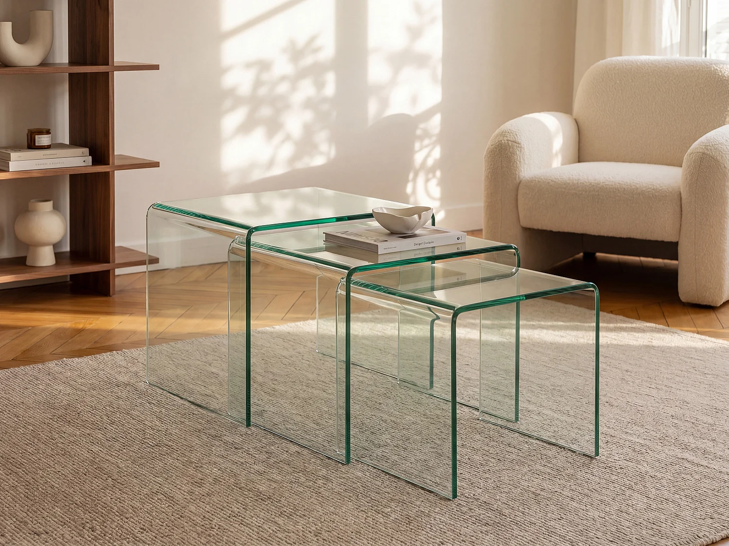 MINKA sett med satsbord - Bøyd glass