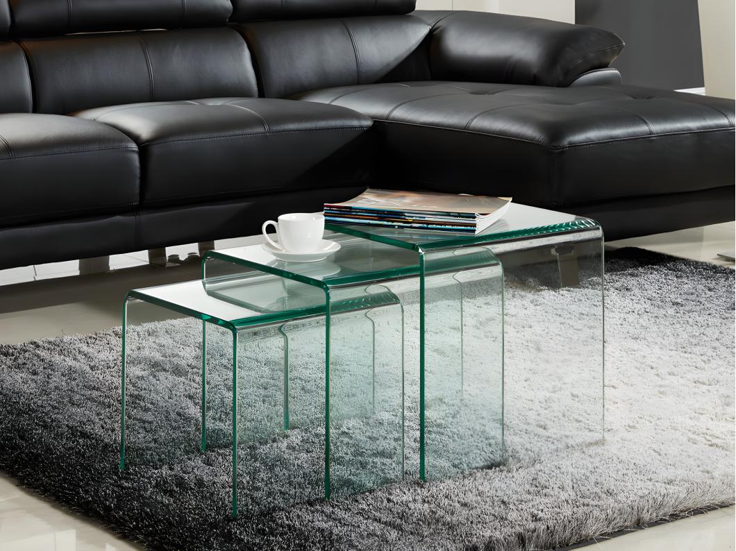 Set van 3 inschuifbare bijzettafels MINKA - glas