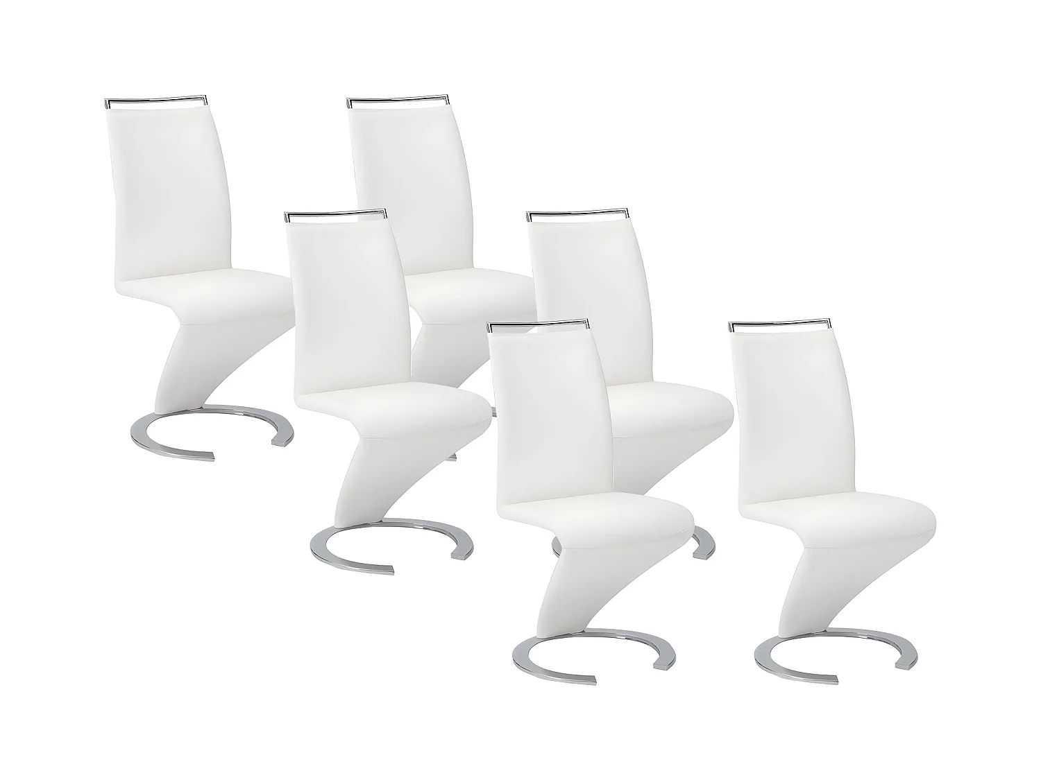 Stuhl Freischwinger 6er-Set - Kunstleder - Weiß - TWIZY