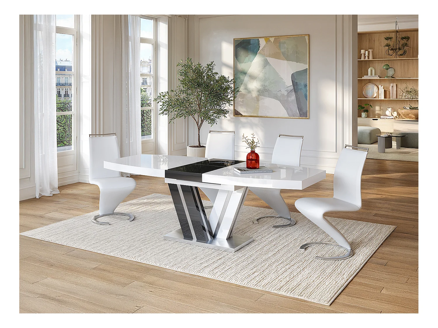 Stuhl Freischwinger 6er-Set - Kunstleder - Weiß - TWIZY