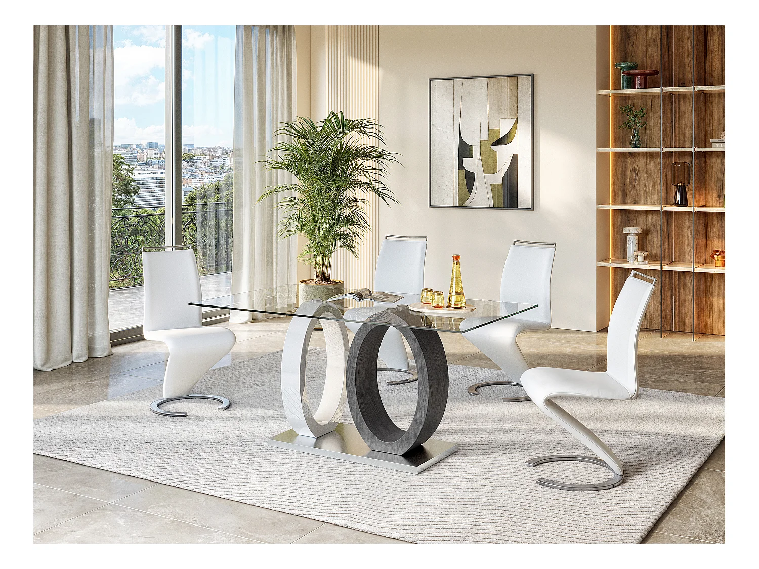 Stuhl Freischwinger 6er-Set - Kunstleder - Weiß - TWIZY