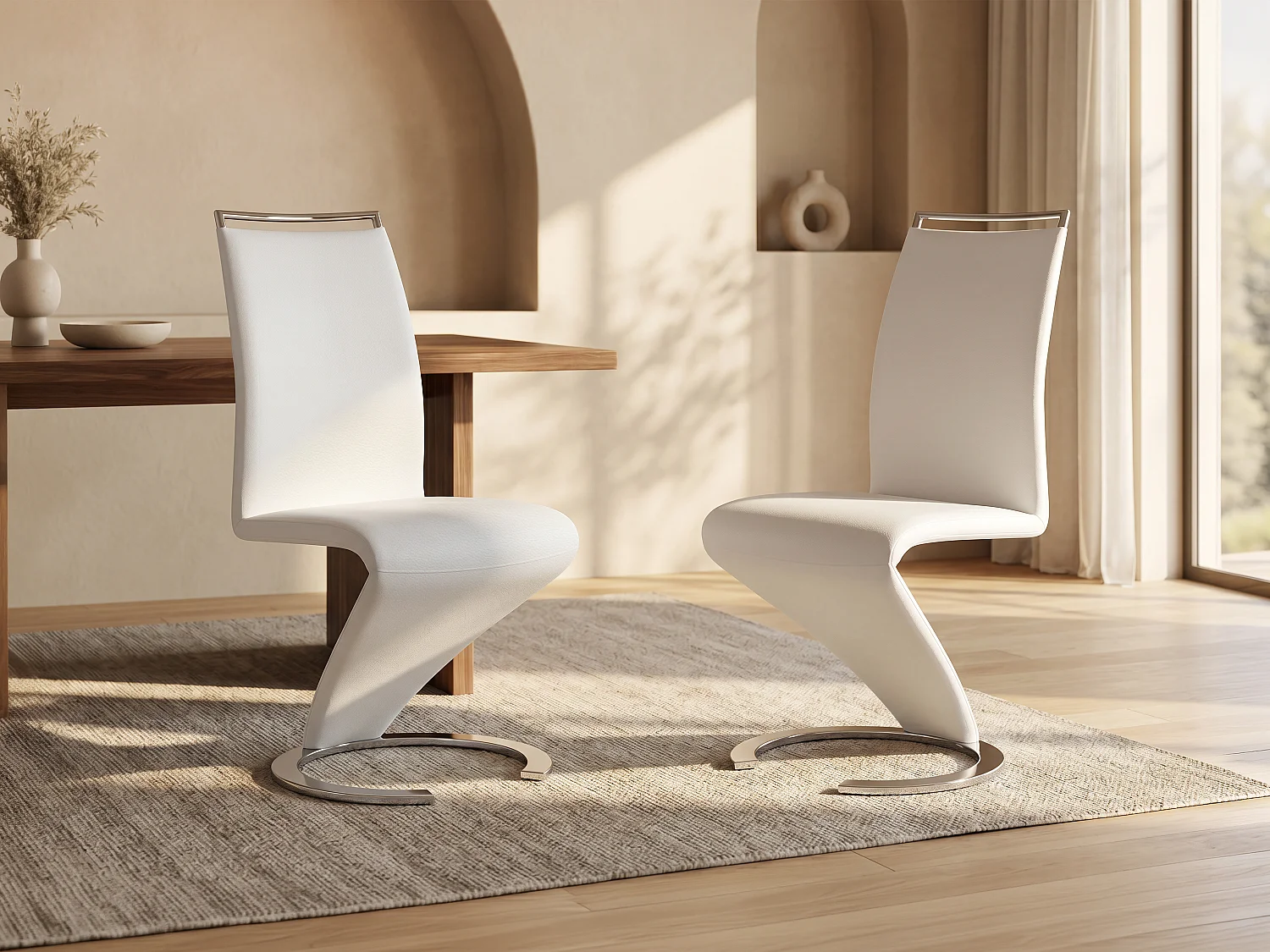 Stuhl Freischwinger 6er-Set - Kunstleder - Weiß - TWIZY