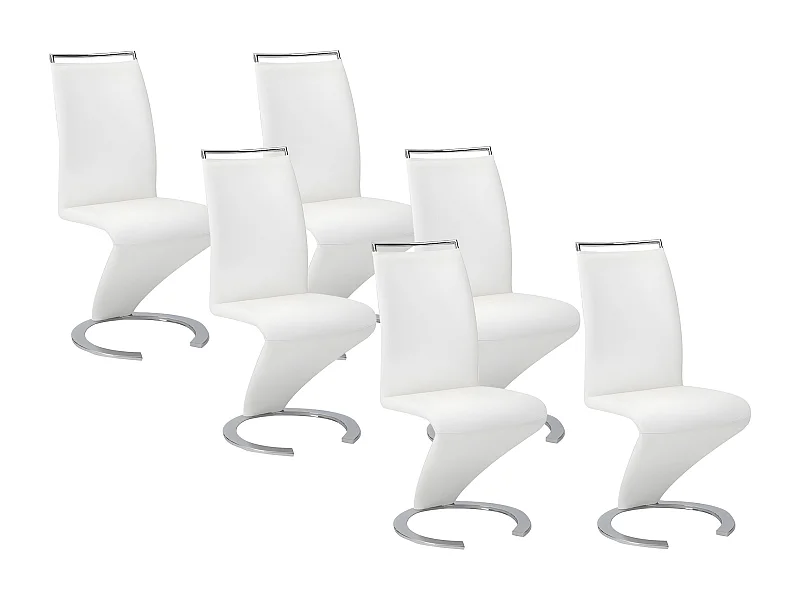 Lot de 6 chaises TWIZY - Simili Blanc