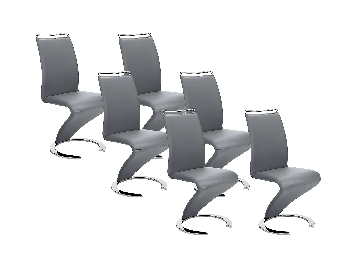 Lot de 6 chaises TWIZY - Simili gris
