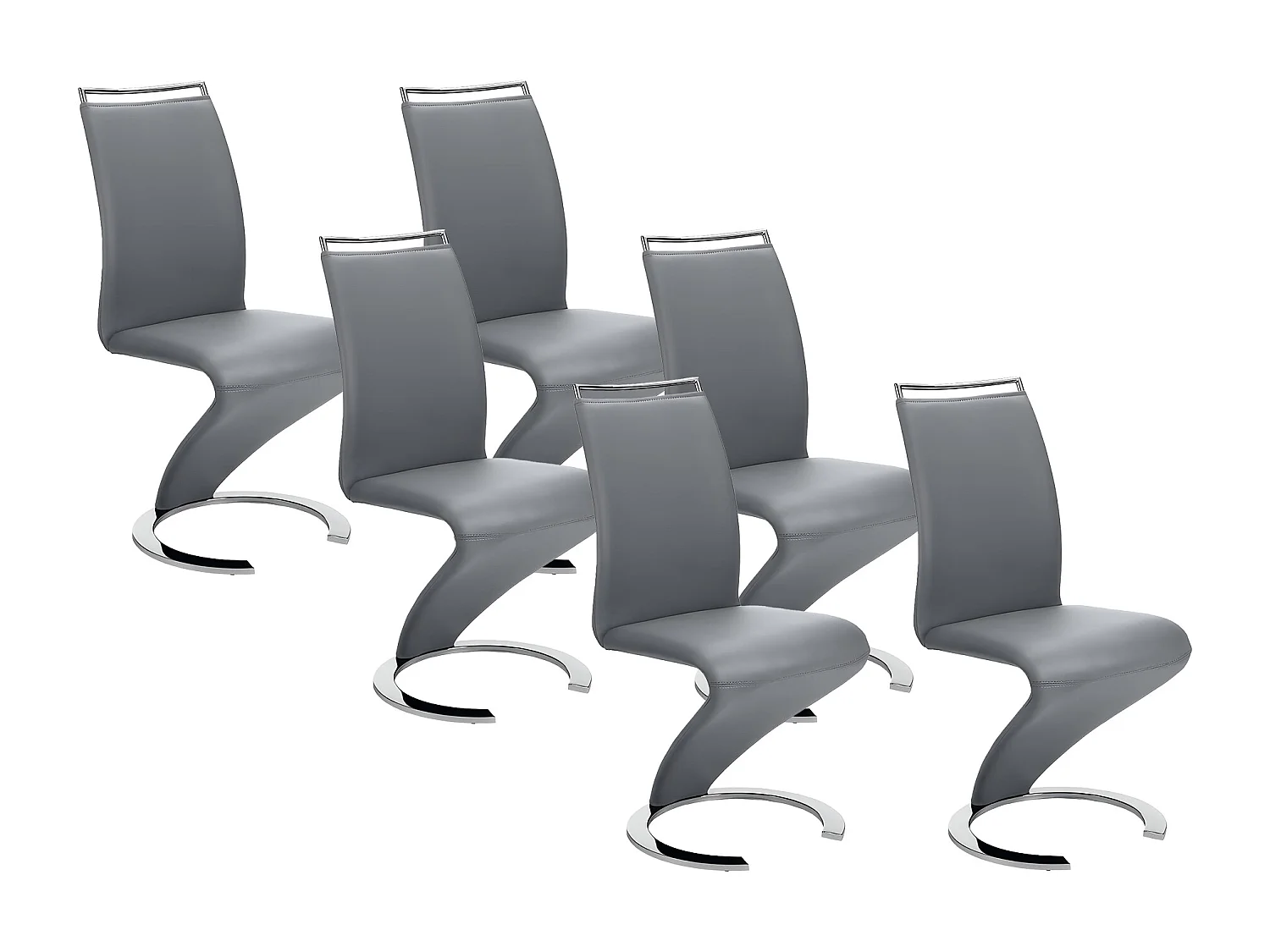 Lot de 6 chaises TWIZY - Simili gris