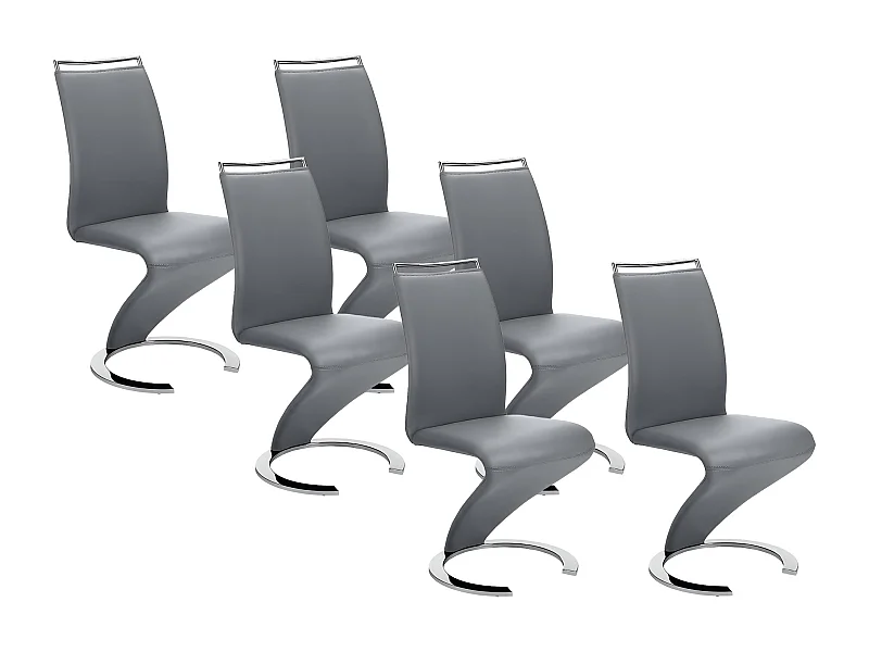Lot de 6 chaises TWIZY - Simili gris