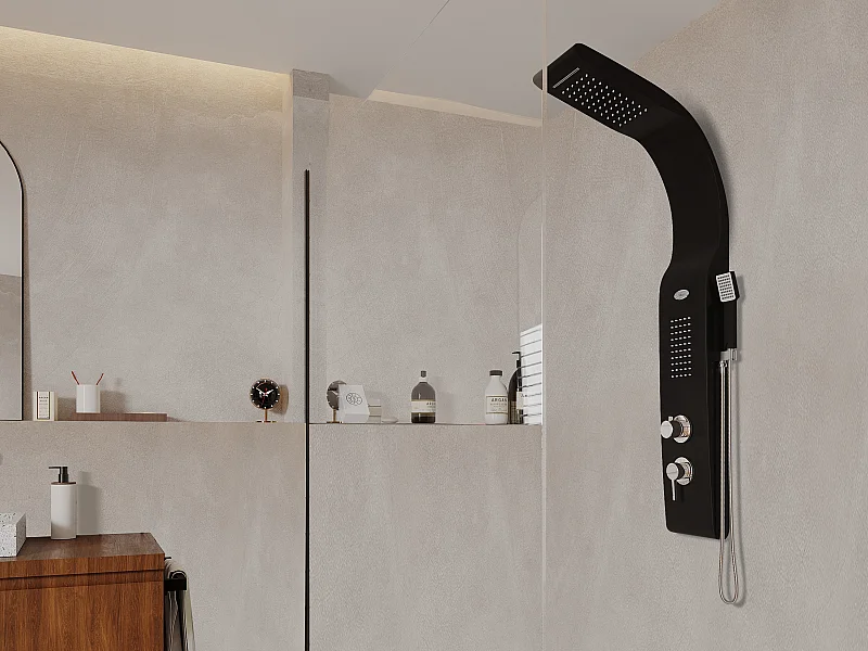 Colonna doccia idromassaggio KOURBEA - Nera - 20 x 132 cm