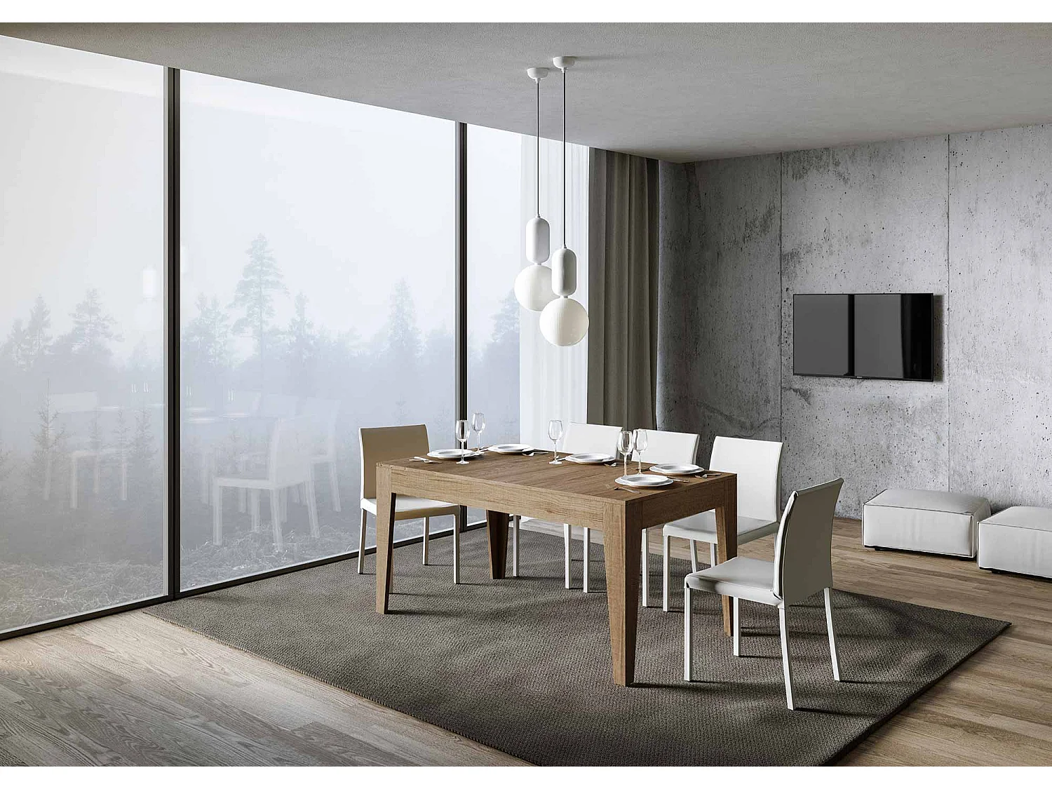 Uitschuifbare tafel 90x160/220 cm Cico natuur eiken