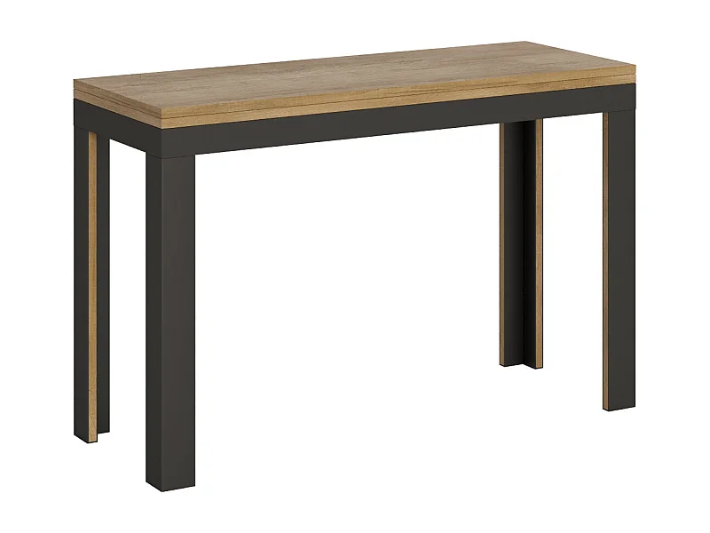 Table extensible portefeuille 120/200x45/90 cm Linea Double Chêne Nature cadre Anthracite