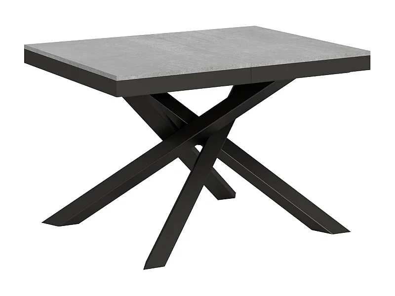 Table extensible 120/224x90 cm Volantis Evolution gris béton cadre et pieds anthracite