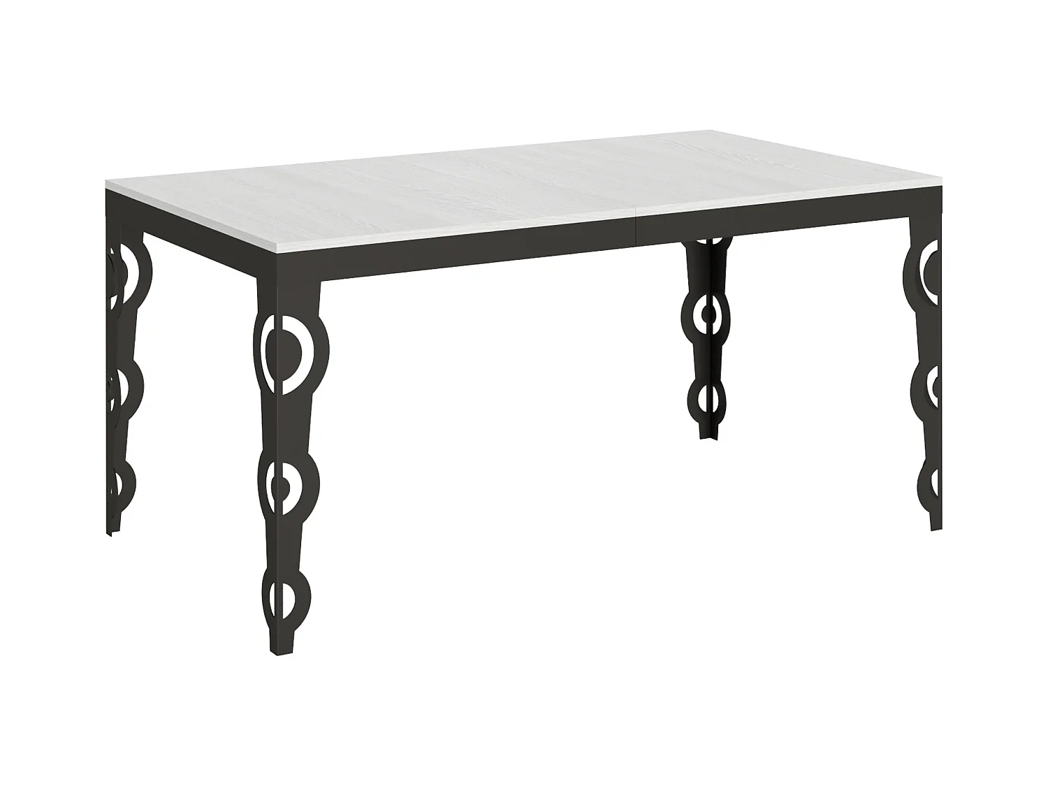 Table extensible 90x160/420 cm Karamay Evolution Frêne Blanc cadre Anthracite