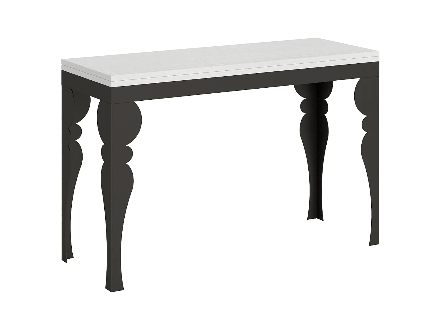 Table extensible portefeuille 120x45/90 cm Paxon Double Frêne Blanc cadre Anthracite