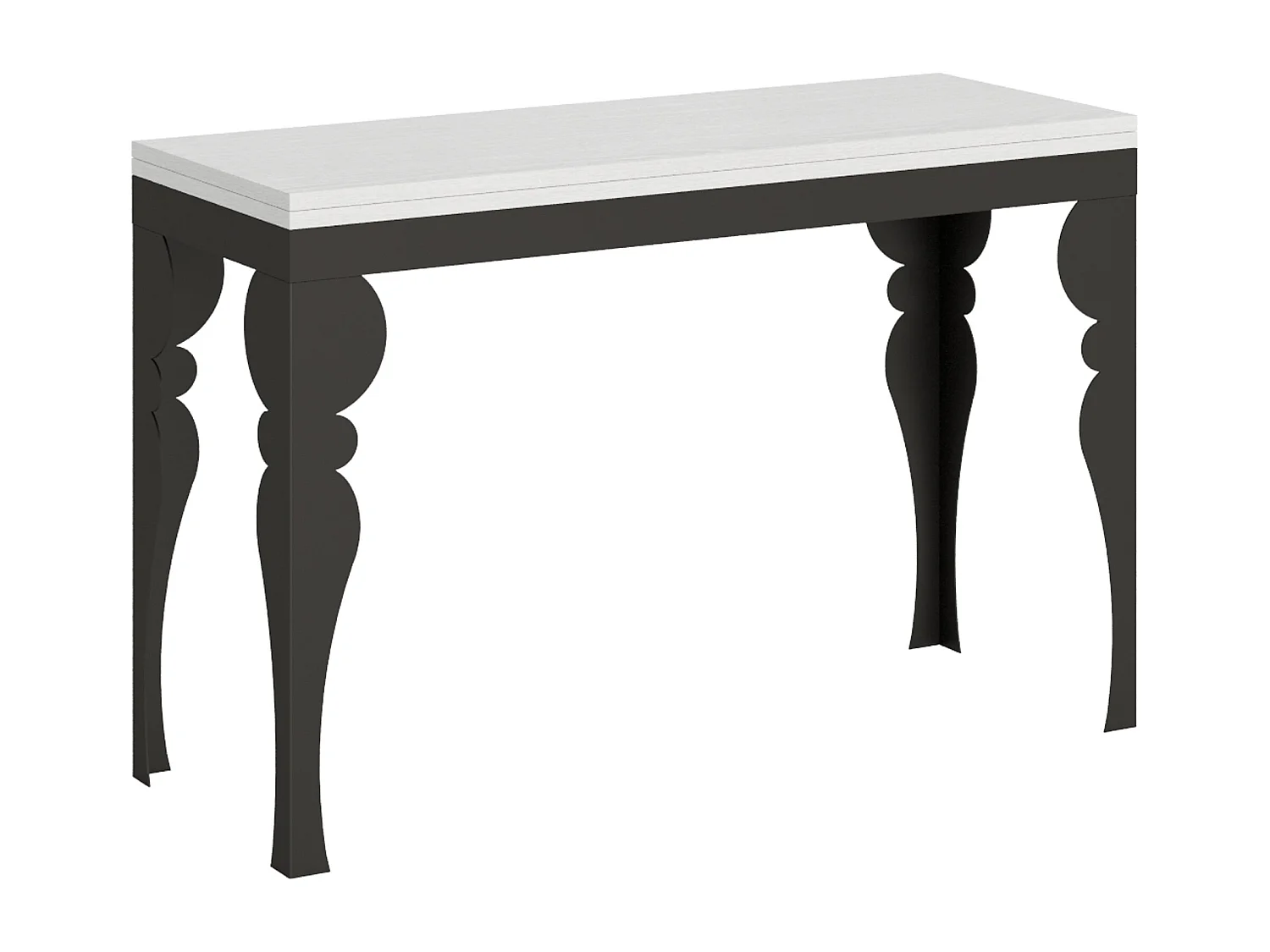 Table extensible portefeuille 120x45/90 cm Paxon Double Frêne Blanc cadre Anthracite