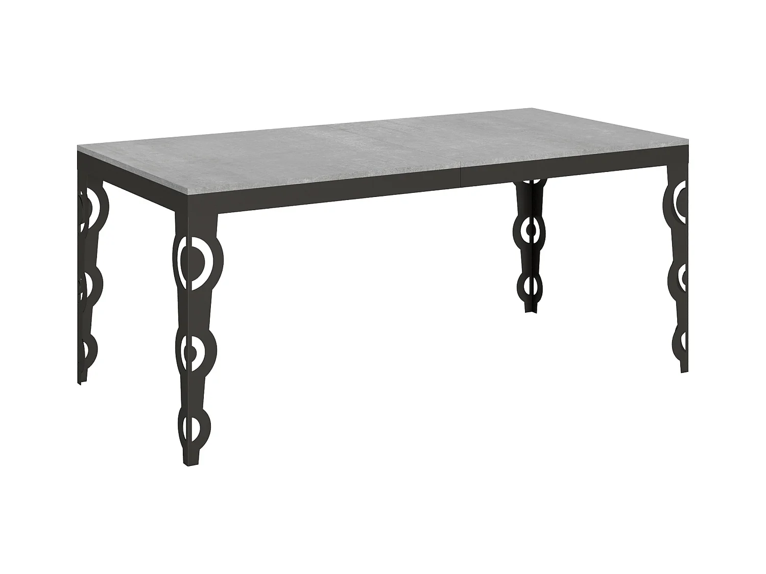 Table extensible 90x180/440 cm Karamay Evolution Gris Béton cadre Anthracite