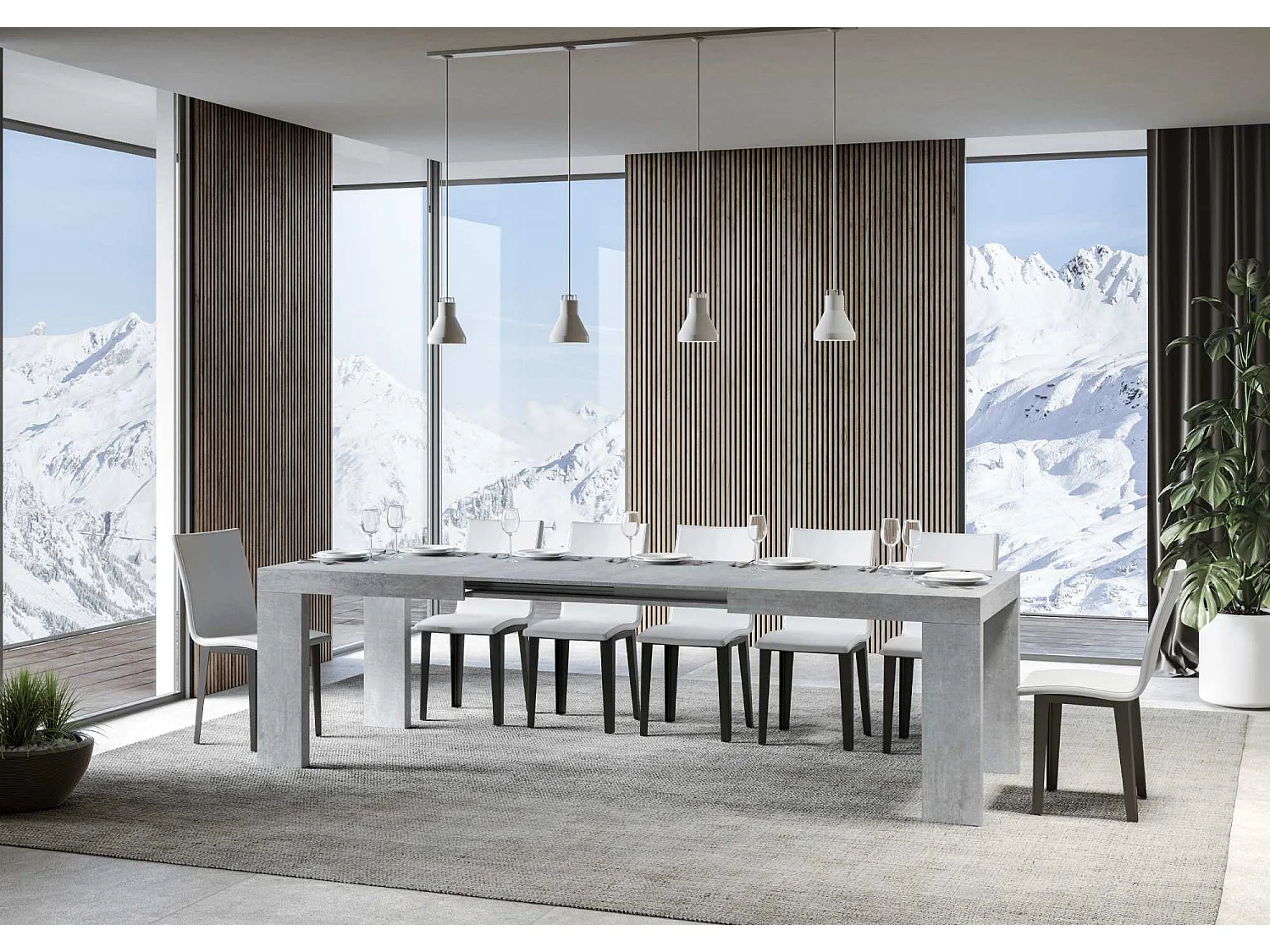 Ausziehtisch 180/440x90 cm Roxell Zement