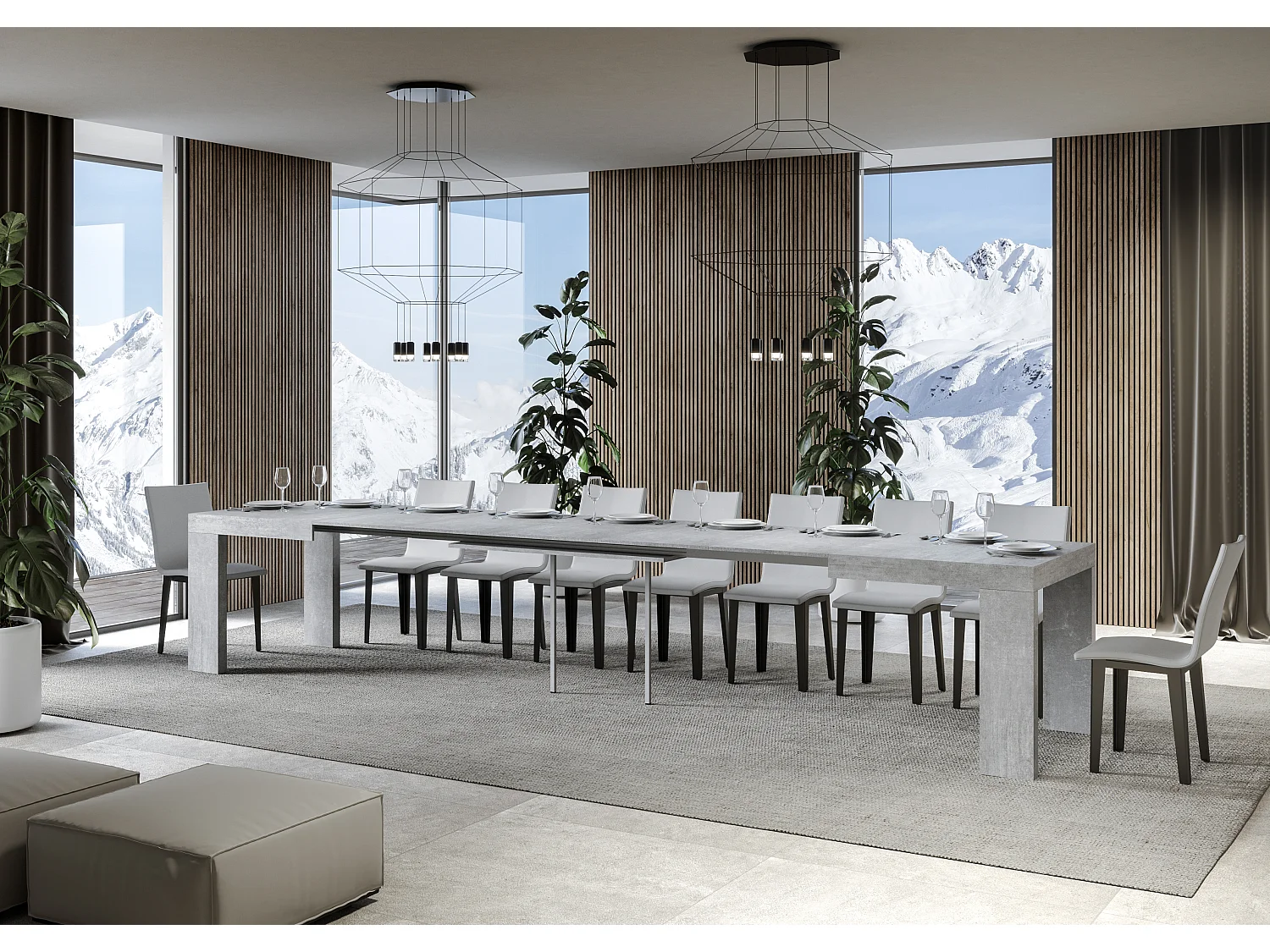 Ausziehtisch 180/440x90 cm Roxell Zement