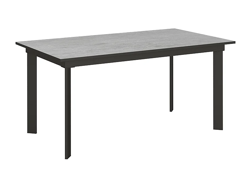 Table extensible 90x160/220 cm Cumar Gris Béton cadre Anthracite