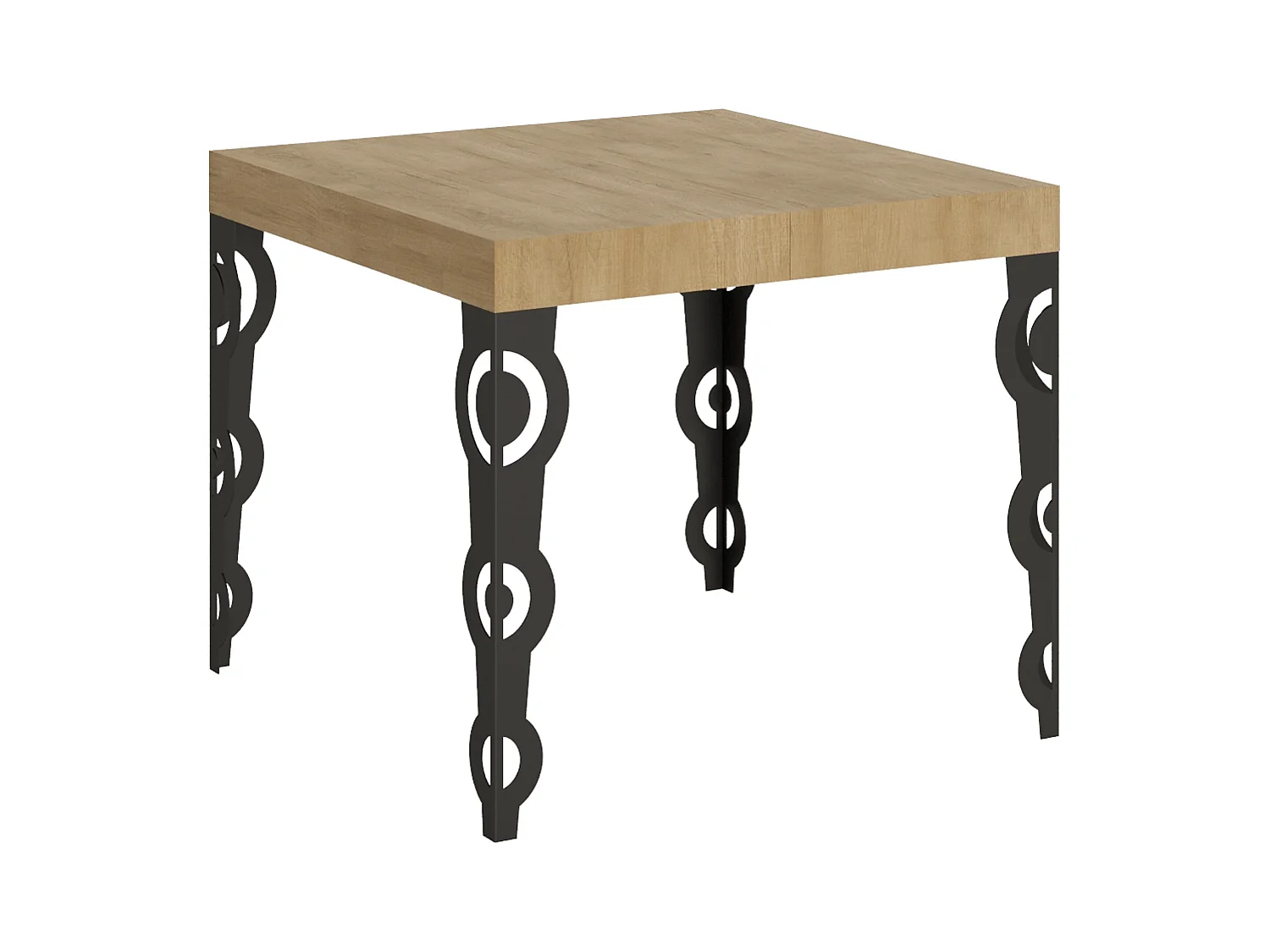 Table extensible 90x90/246 cm Karamay Chêne Nature cadre Anthracite