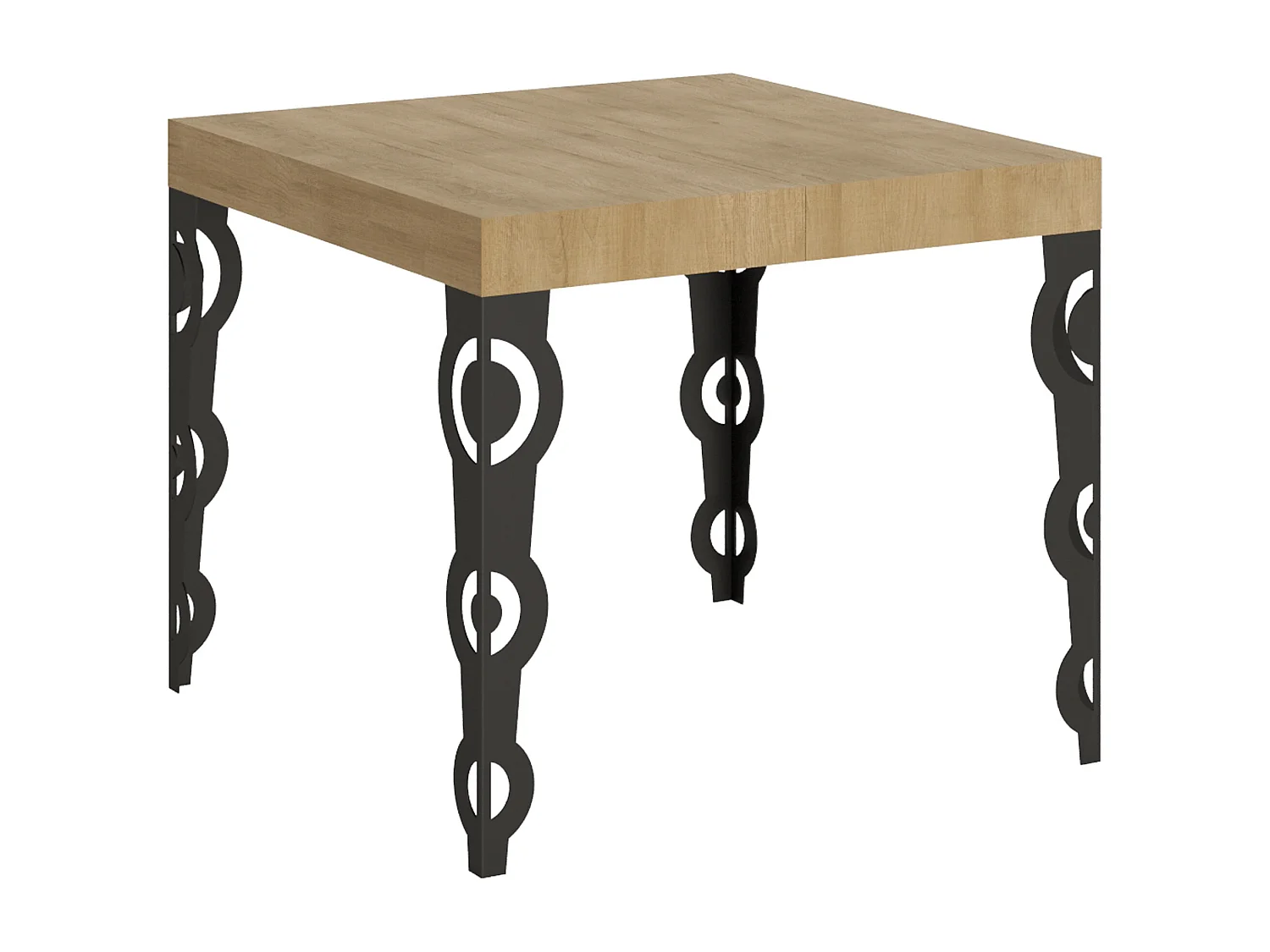 Table extensible 90/246x90 cm Karamay chêne nature pieds anthracite