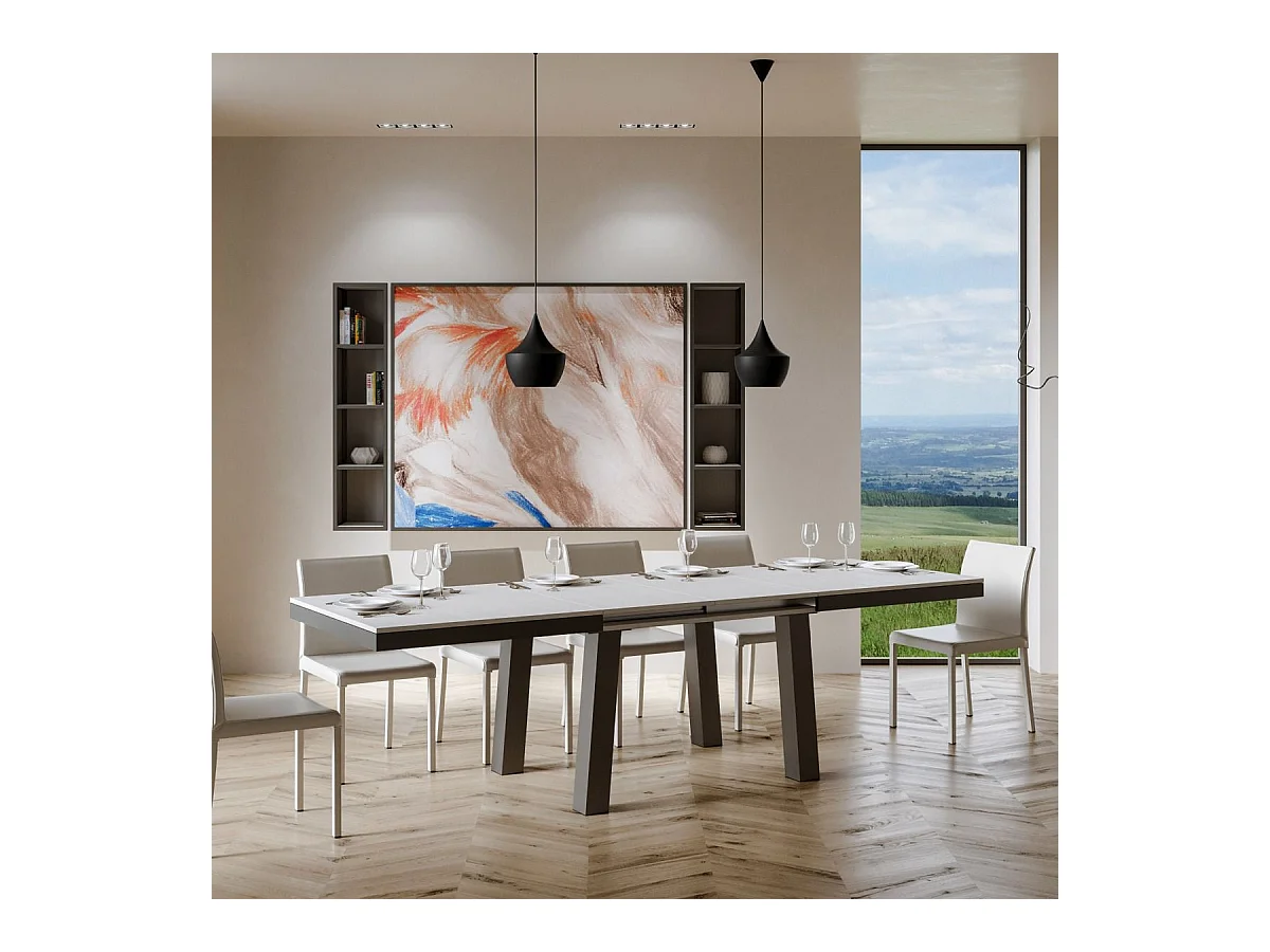 Tavolo allungabile 90x160/264 cm Bridge Evolution bianco frassino