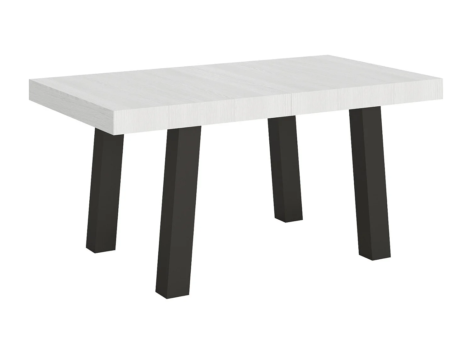 Ausziehtisch 90x160/420 cm Bridge Esche weiß mit Eisenrahmen aus Anthrazit