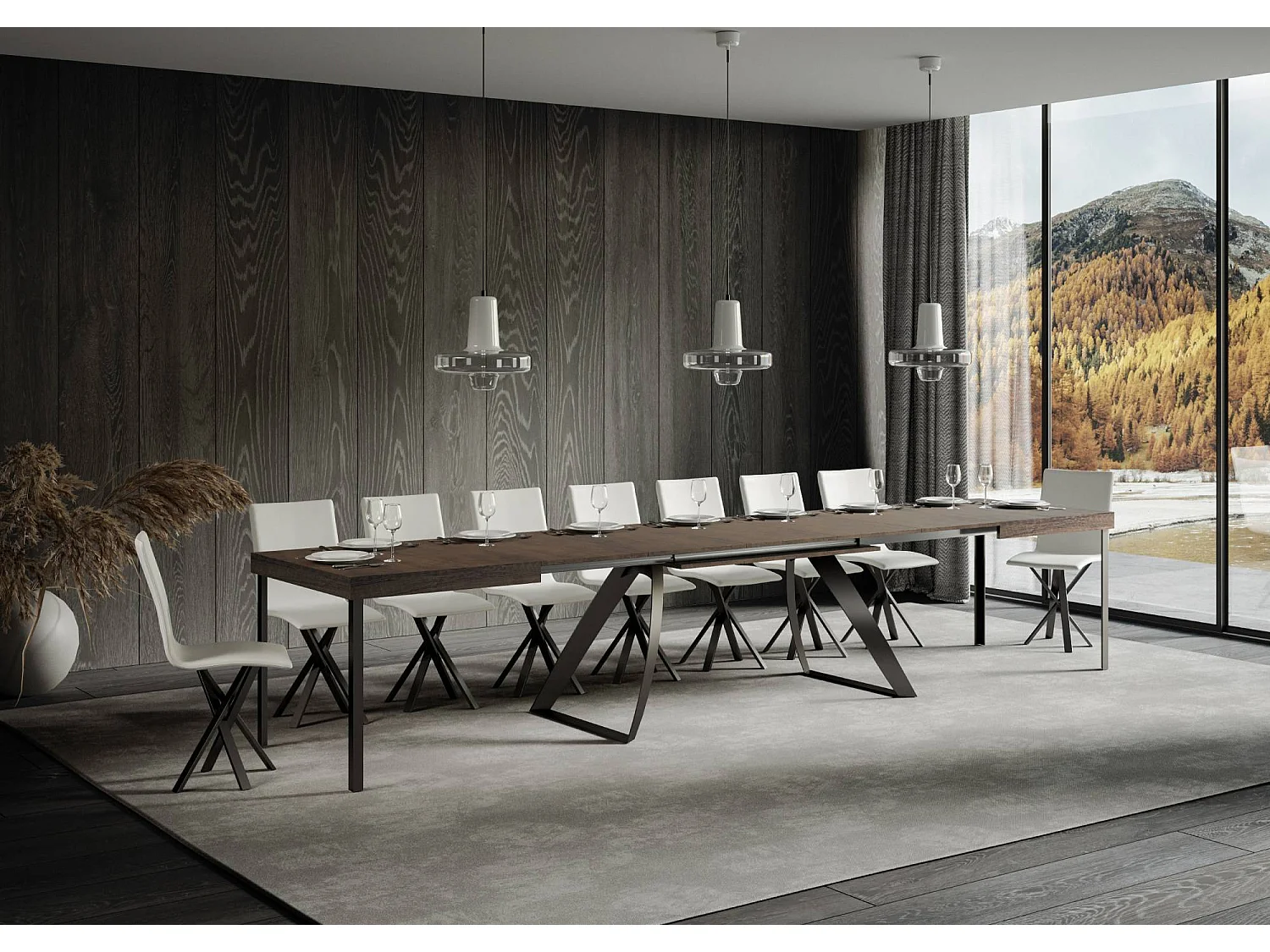 Uitschuifbare tafel 90x180/440 cm Proxy walnoot frame antraciet