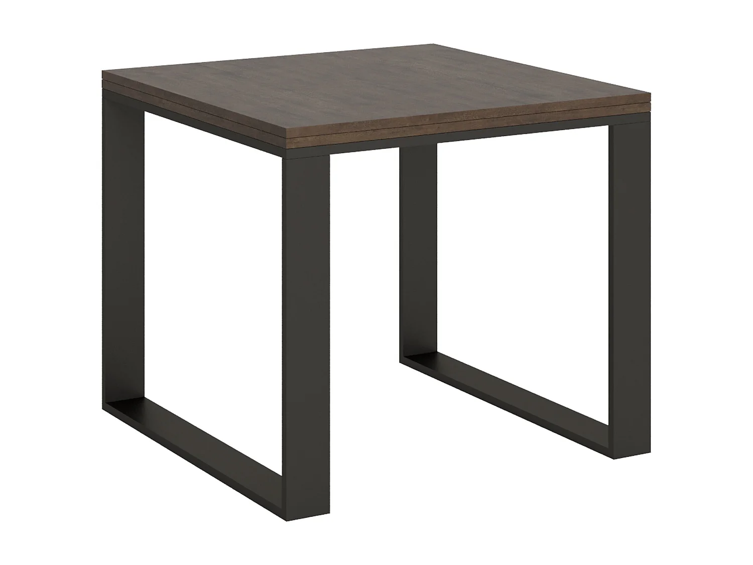 Ausziehtisch 90x90/180 cm Tecno Libra Nussbaum mit Eisenrahmen aus Anthrazit