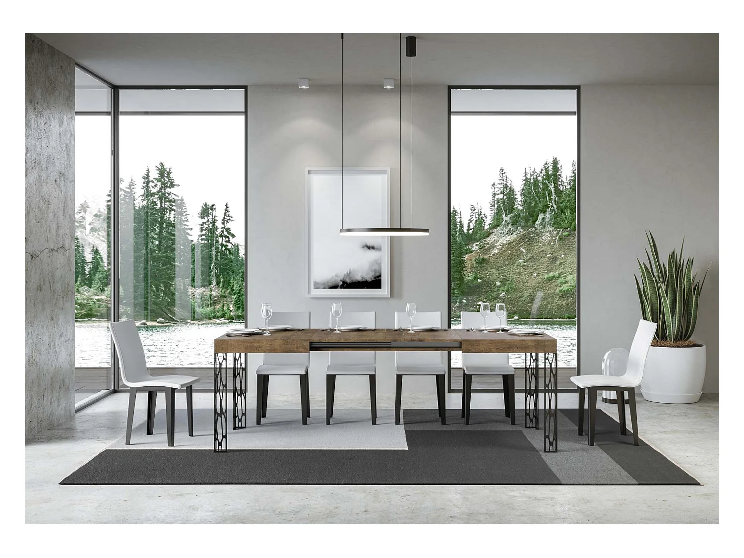 Mesa extensible 90x130/234 cm Ghibli Nogal estructura Antracita