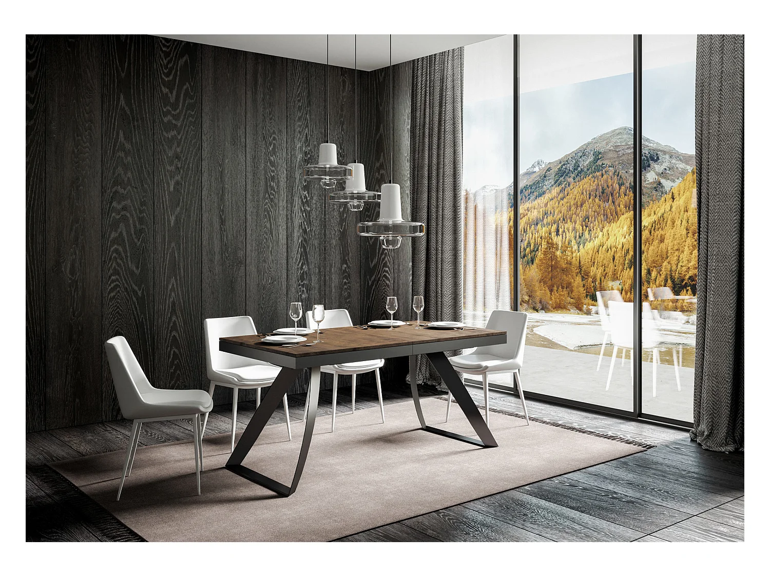 Uitschuifbare tafel 90x180/440 cm Proxy Evolution walnoot frame antraciet