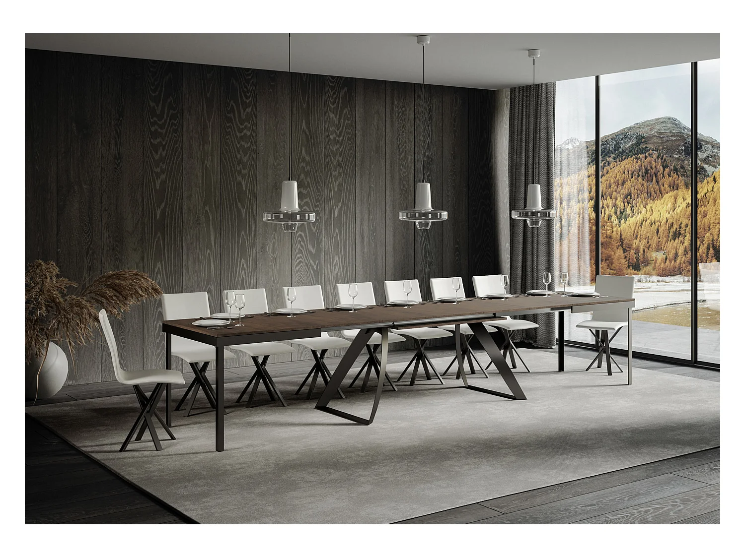 Uitschuifbare tafel 90x180/440 cm Proxy Evolution walnoot frame antraciet