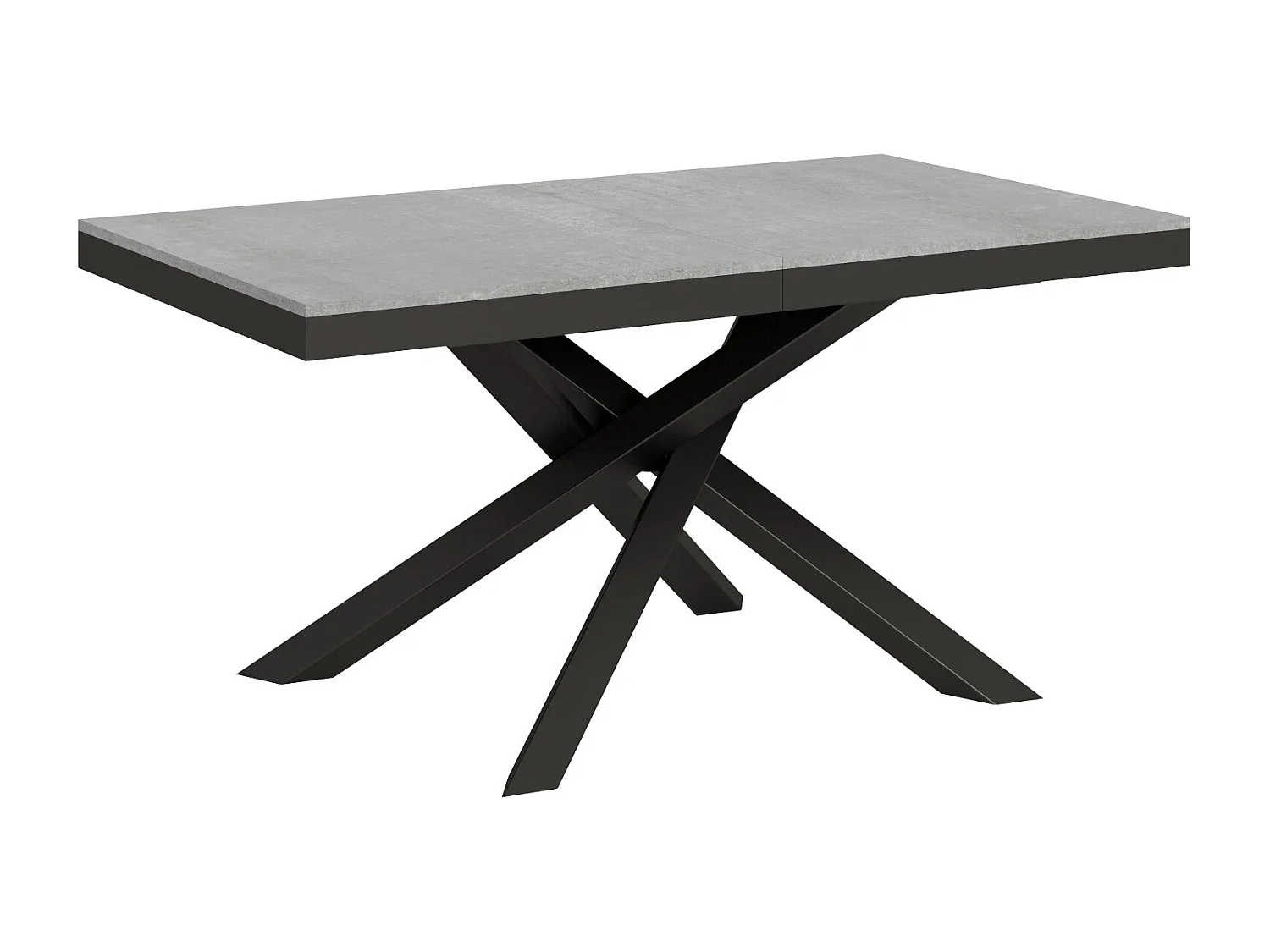 Table extensible 160/264x90 cm Volantis Evolution gris béton cadre et pieds anthracite