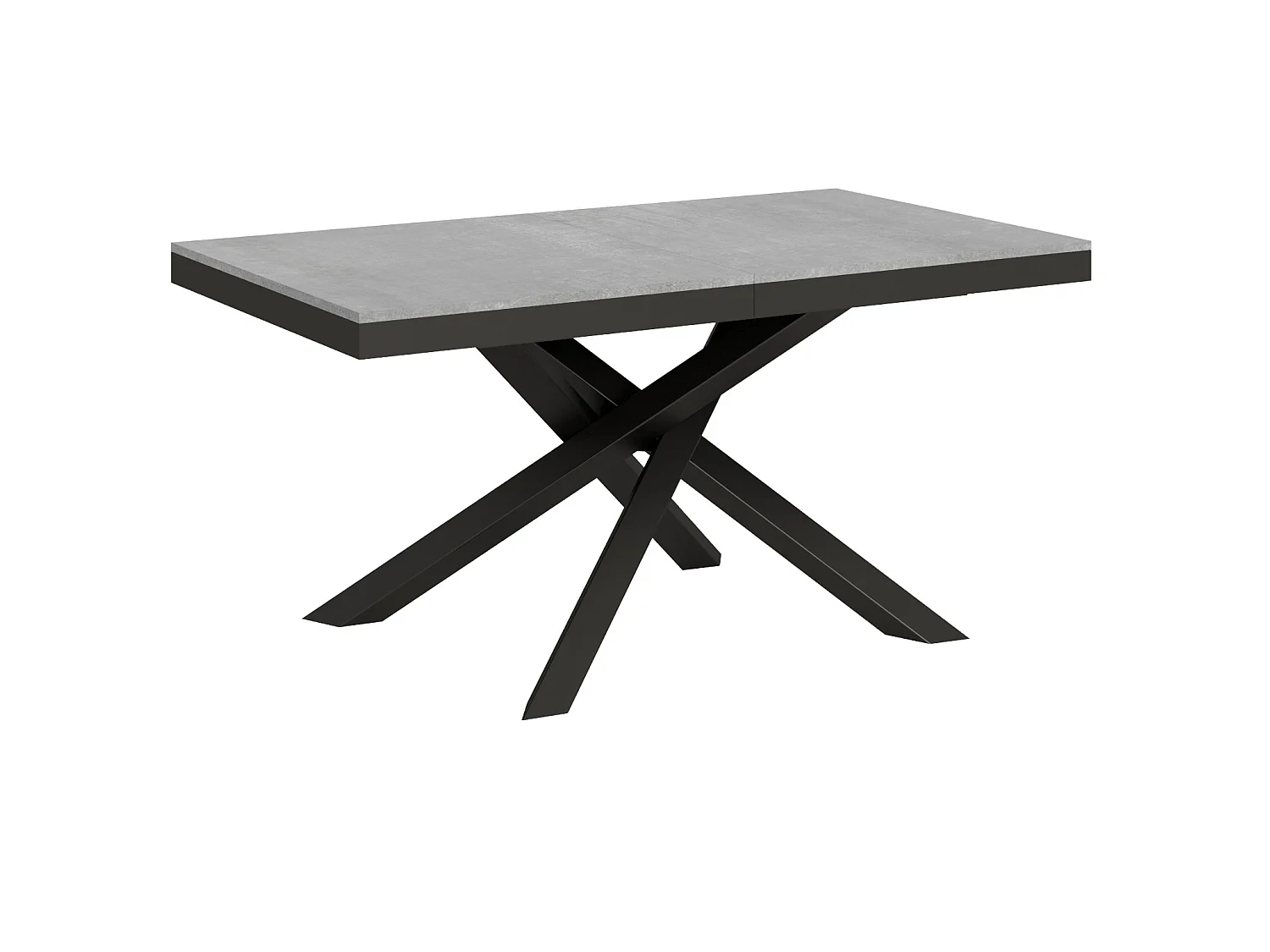 Ausziehtisch 160/264x90 cm Volantis Evolution Zement Gestell und Füße Anthrazit