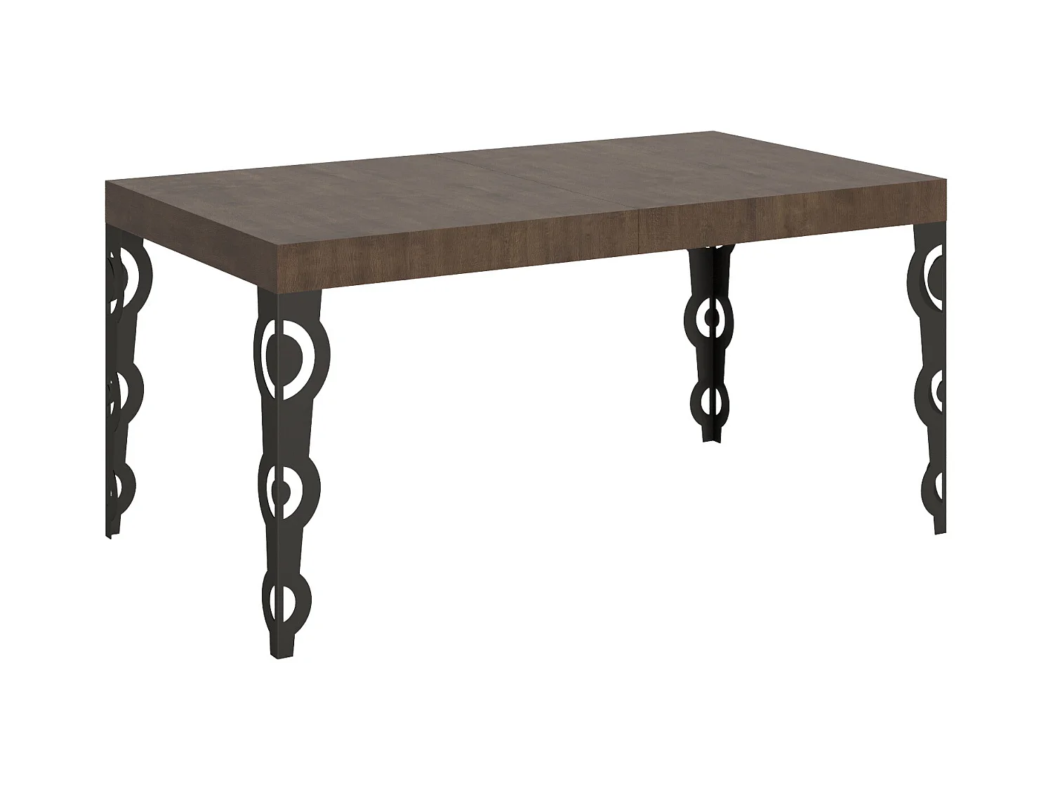 Table extensible 90x160/420 cm Karamay Noyer cadre Anthracite