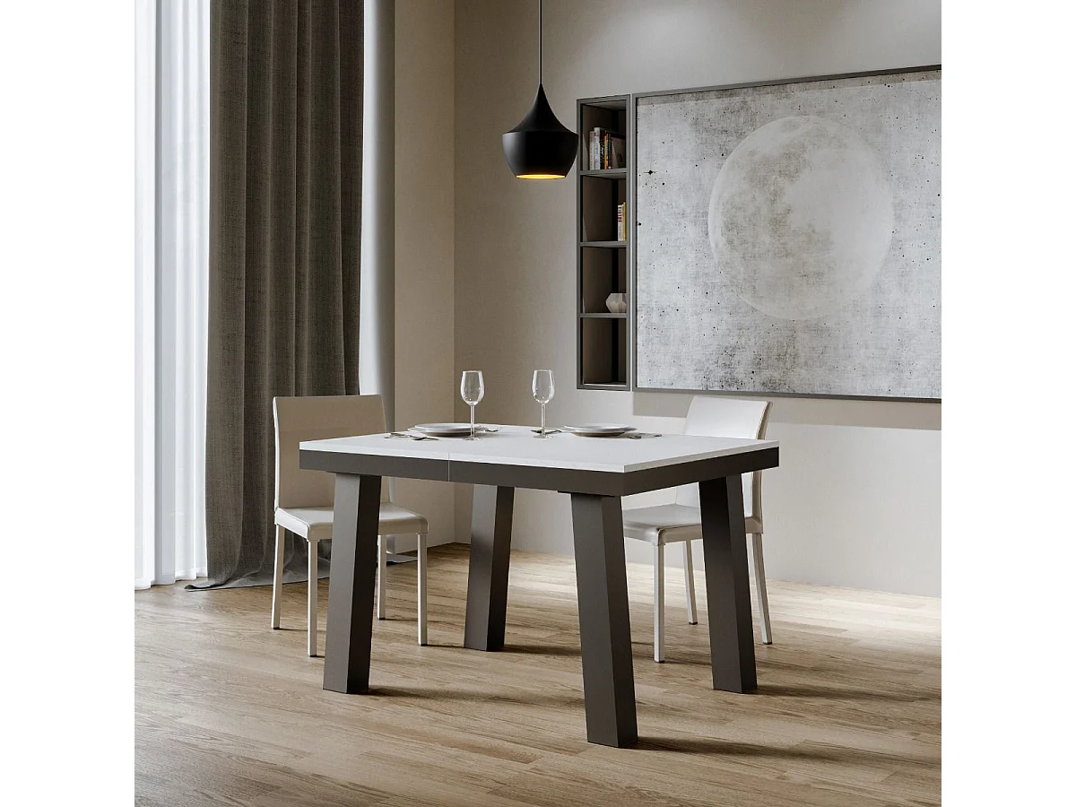 Table extensible 90x120/224 cm Bridge Evolution Frêne Blanc cadre Anthracite