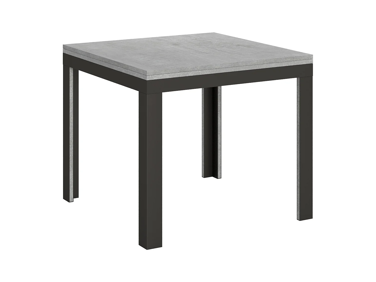 Table extensible portefeuille 90x90/180 cm Linea Libra Gris Béton cadre Anthracite