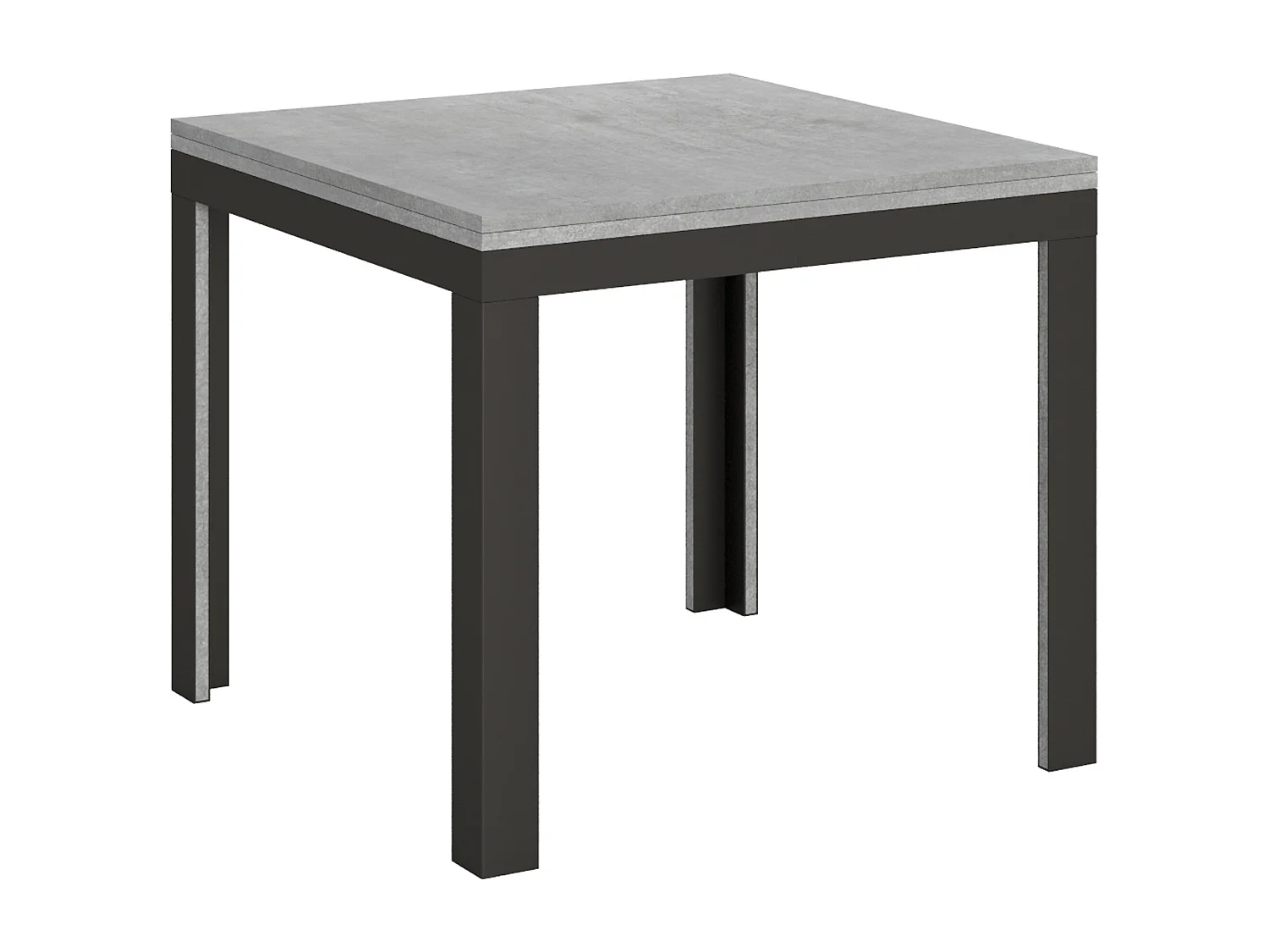 Table extensible portefeuille 90x90/180 cm Linea Libra Gris Béton cadre Anthracite