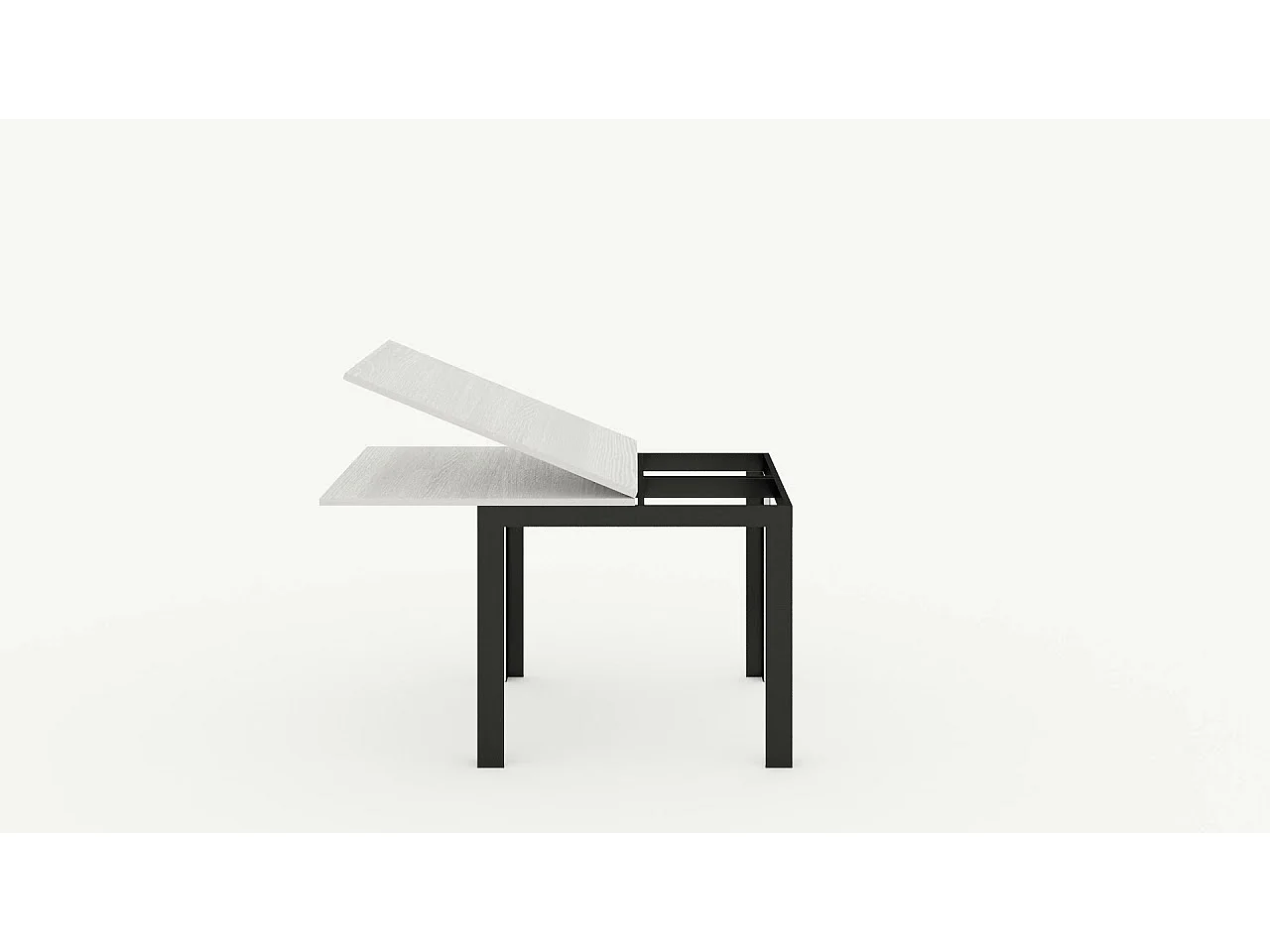 Table extensible portefeuille 90x90/180 cm Linea Libra Gris Béton cadre Anthracite