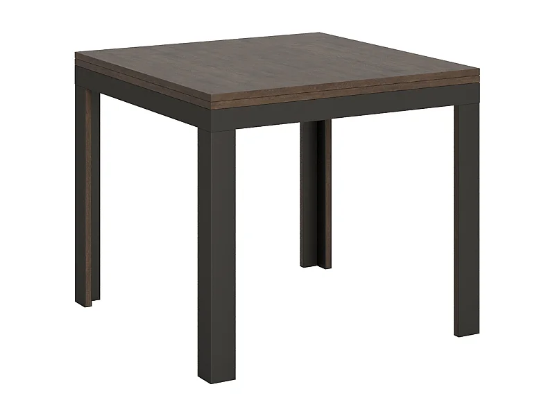 Uitklapbare tafel 90x90/180 cm Linea Libra walnoot frame antraciet
