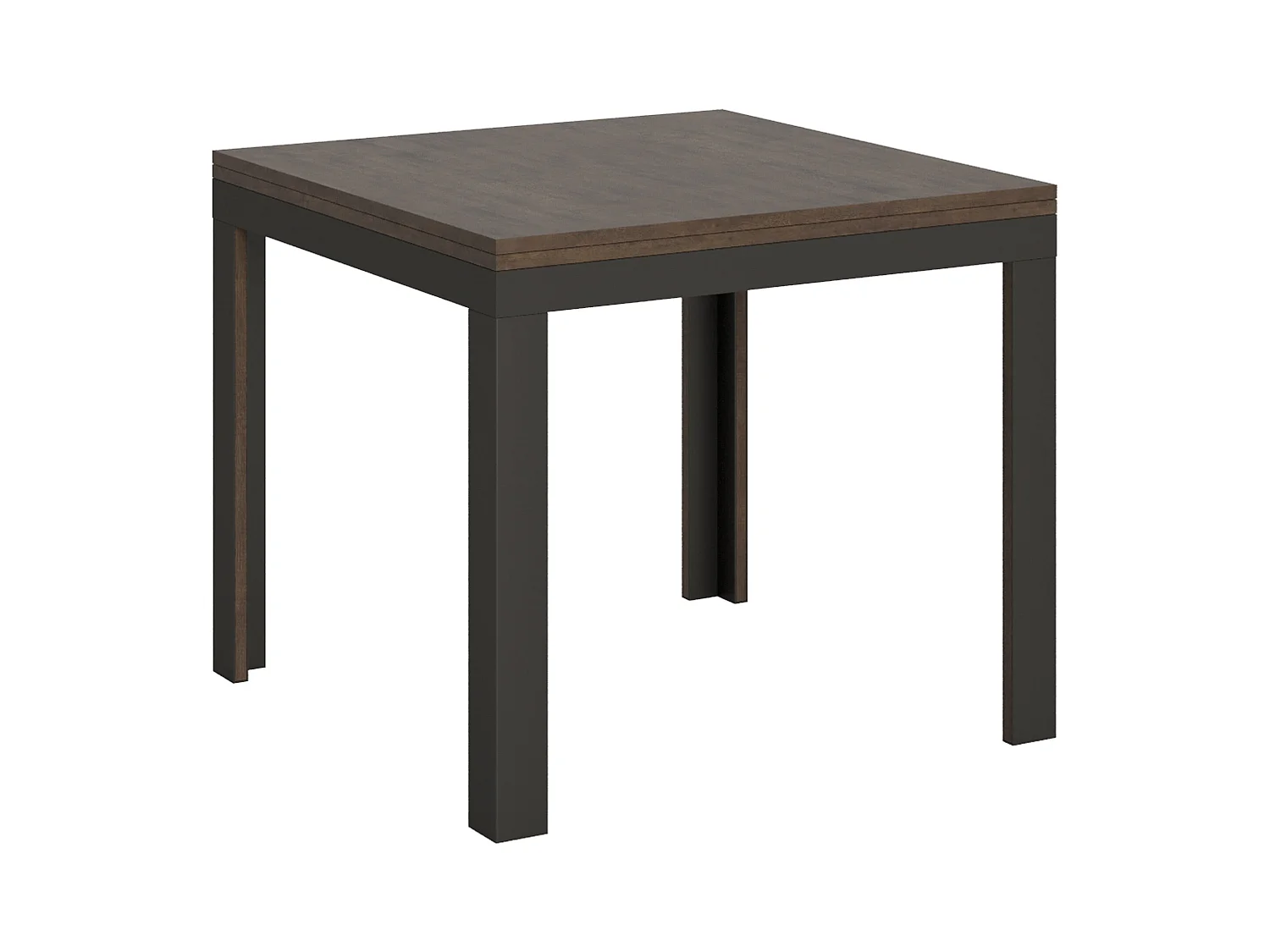 Table extensible portefeuille 90x90/180 cm Linea Libra Noyer cadre Anthracite