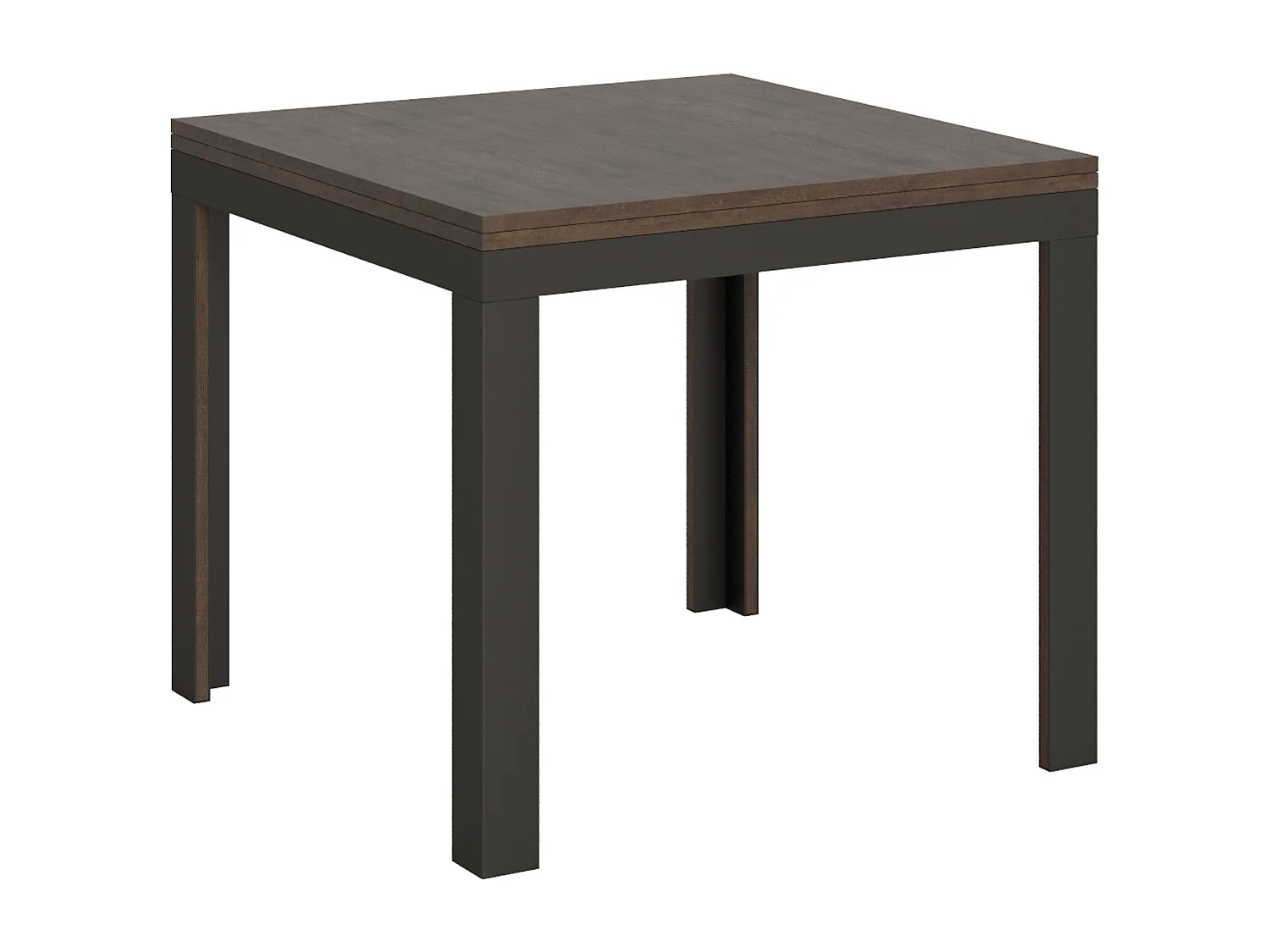 Table extensible portefeuille 90x90/180 cm Linea Libra Noyer cadre Anthracite