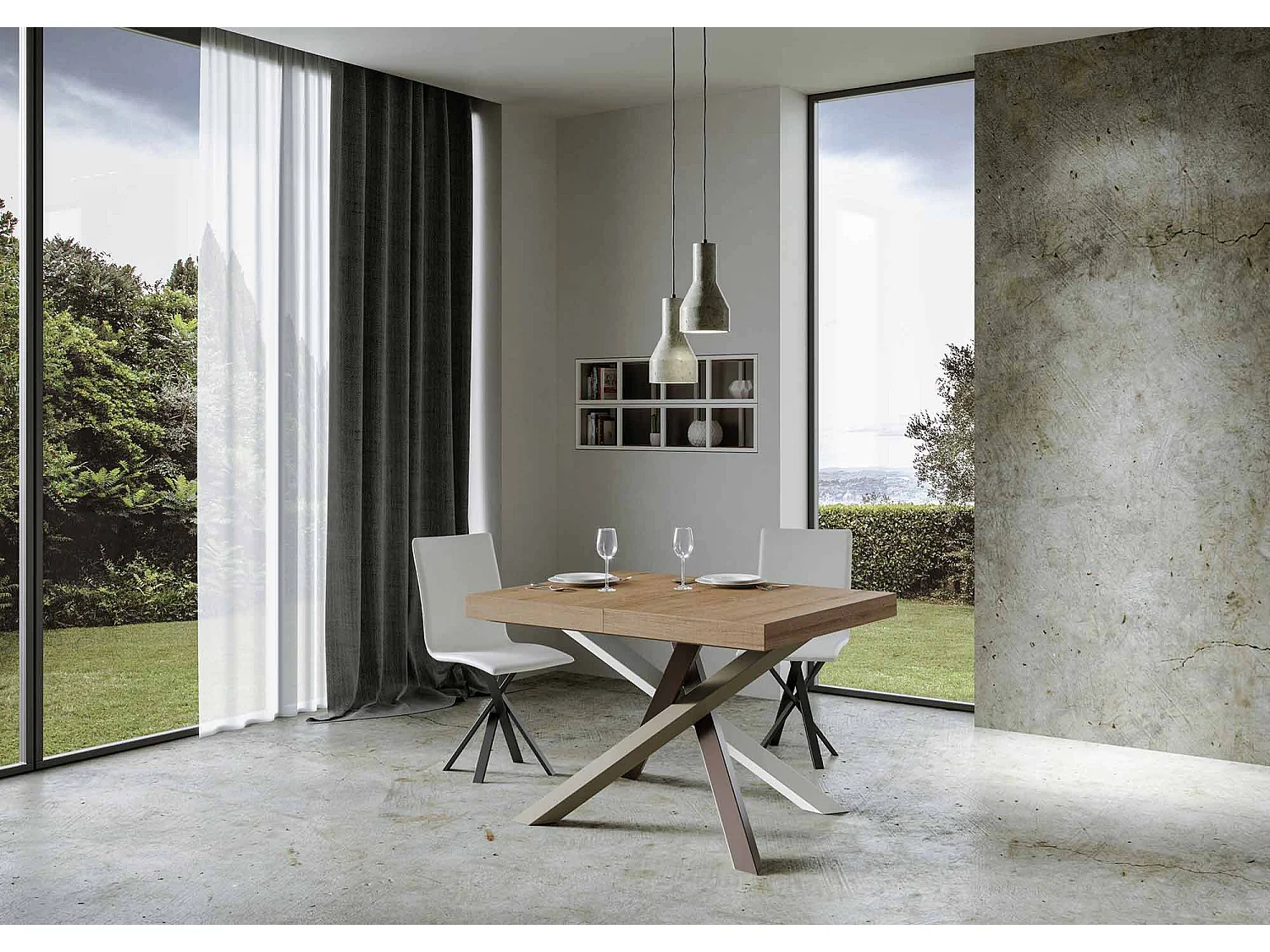 Tavolo allungabile 130/390x90 cm Volantis quercia natura gambe multicolore 4/C