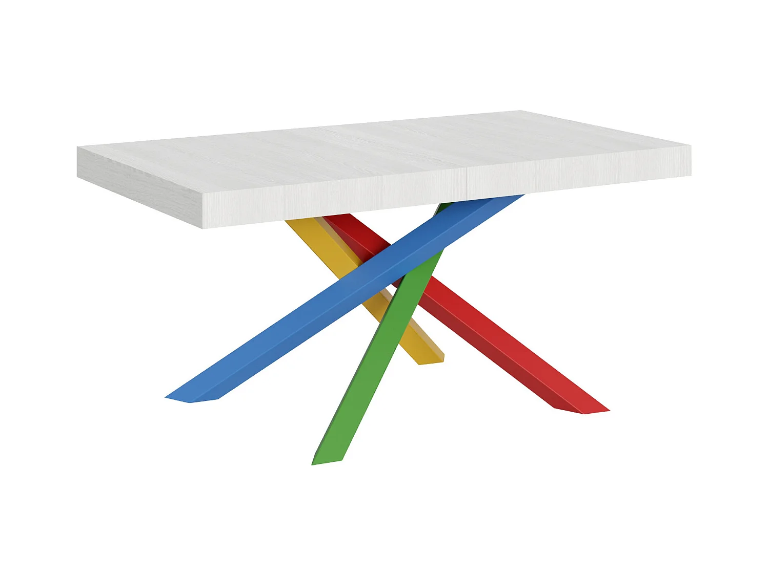Designer uitschuifbare tafel met veelkleurige in elkaar verweven poten Artemis-Kleur Wit-Uitschuifbare breedte