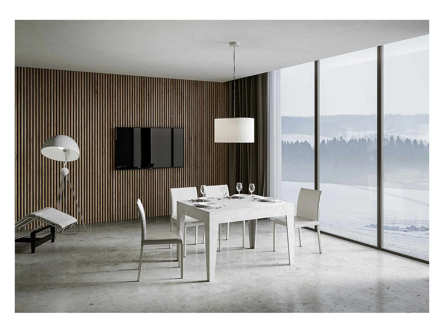 Ausziehtisch 90x120/180 cm Cico Effekt weiß gespachtelt