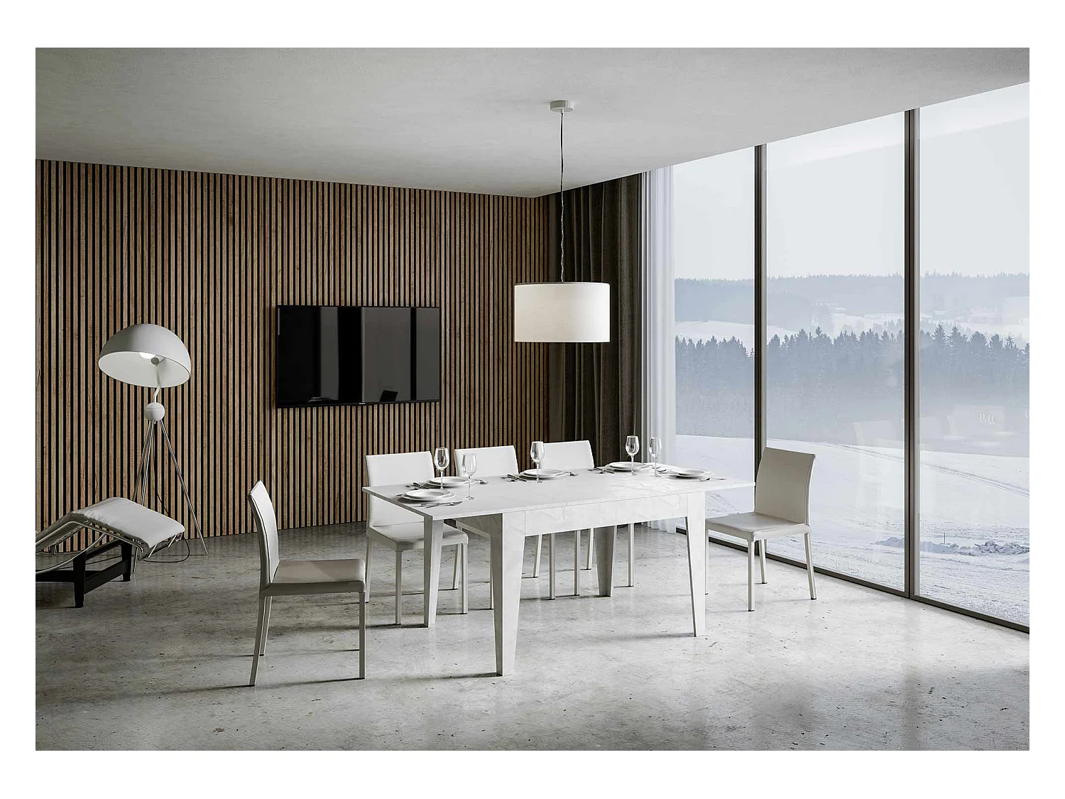 Ausziehtisch 90x120/180 cm Cico Effekt weiß gespachtelt